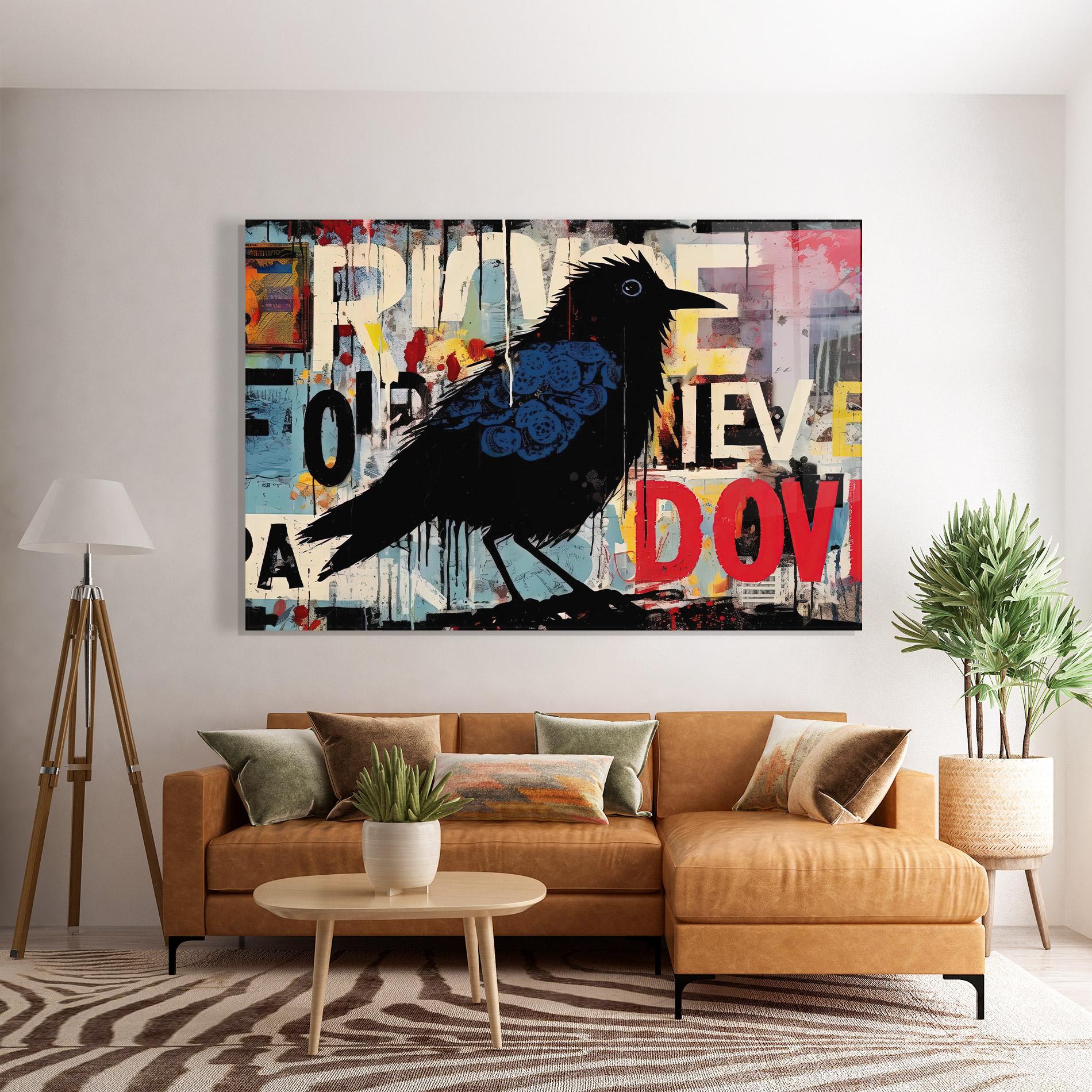 Tablou Sticla Bird Old Doodle mockup 7