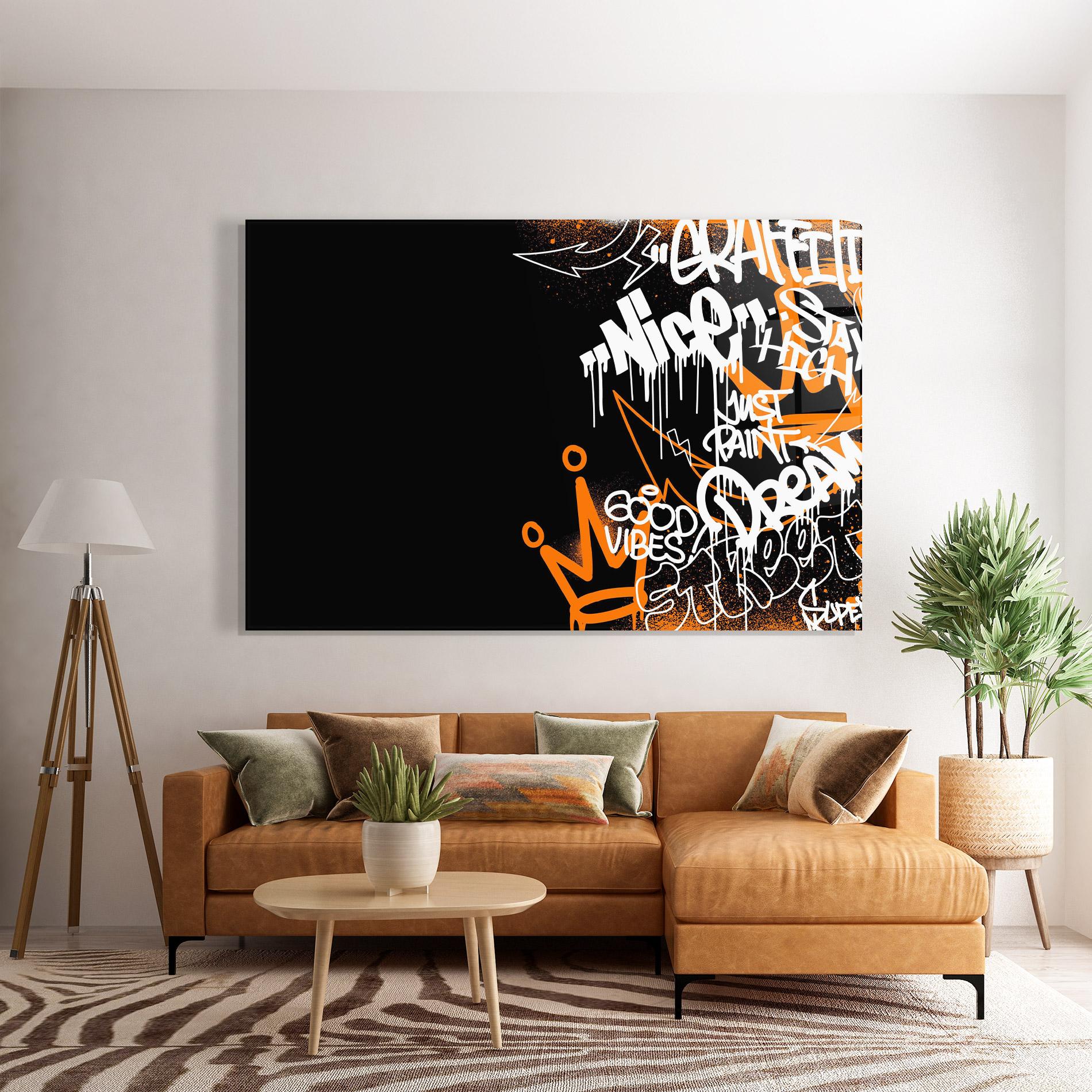 Tablou Sticla Good Vibes Graffiti mockup 7