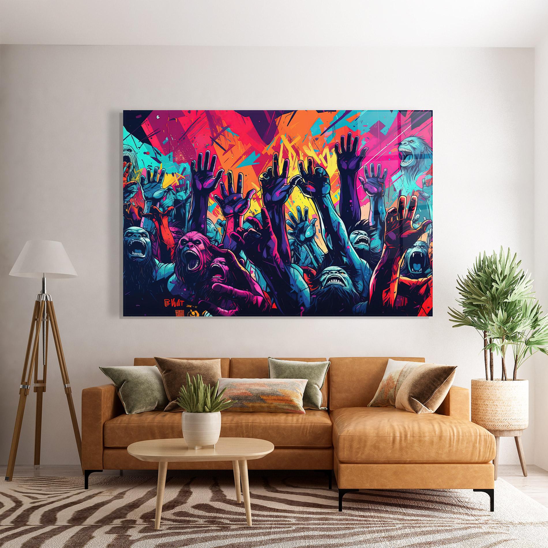 Tablou Sticla Graffiti Animals mockup 7