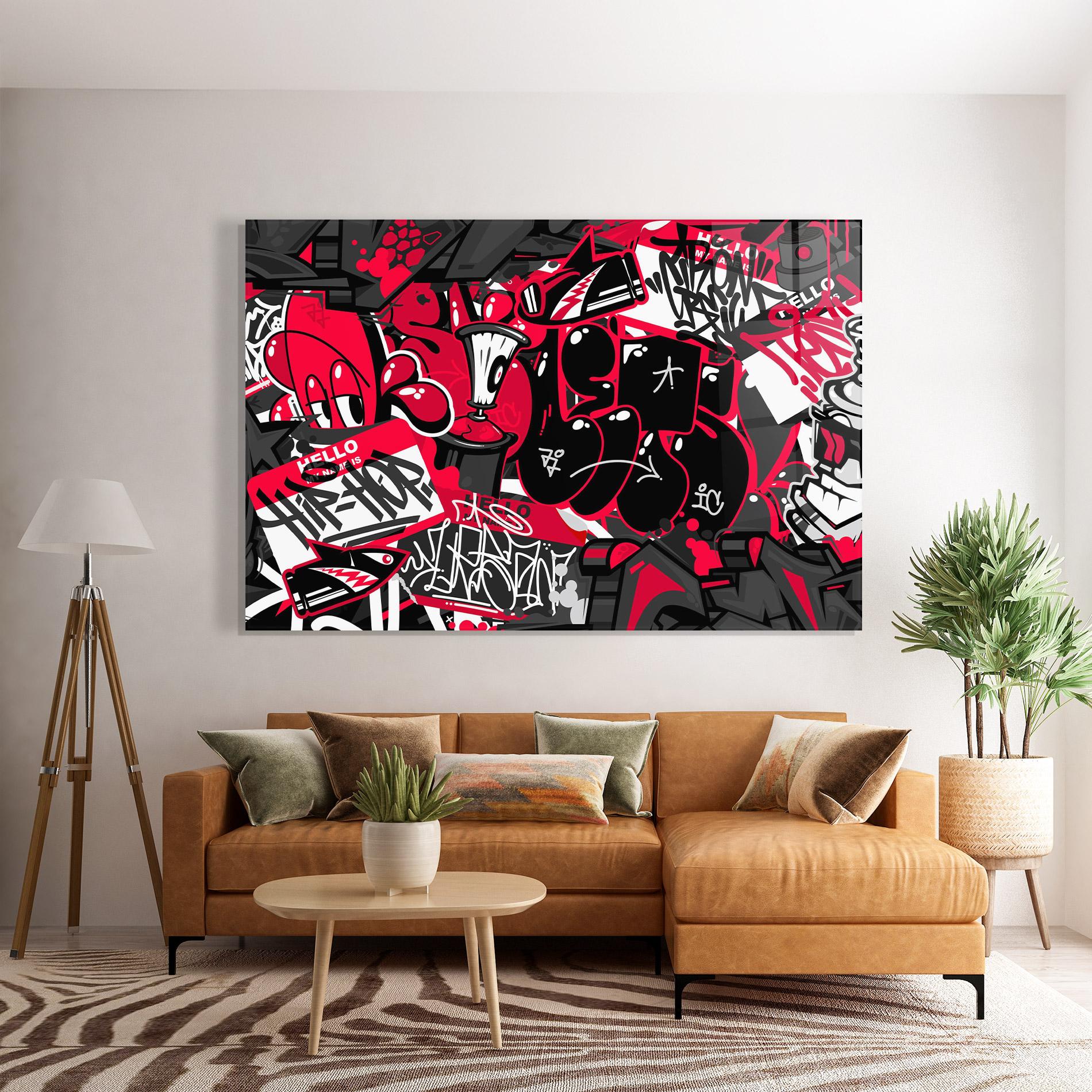 Tablou Sticla Hip Hop Graffiti mockup 7