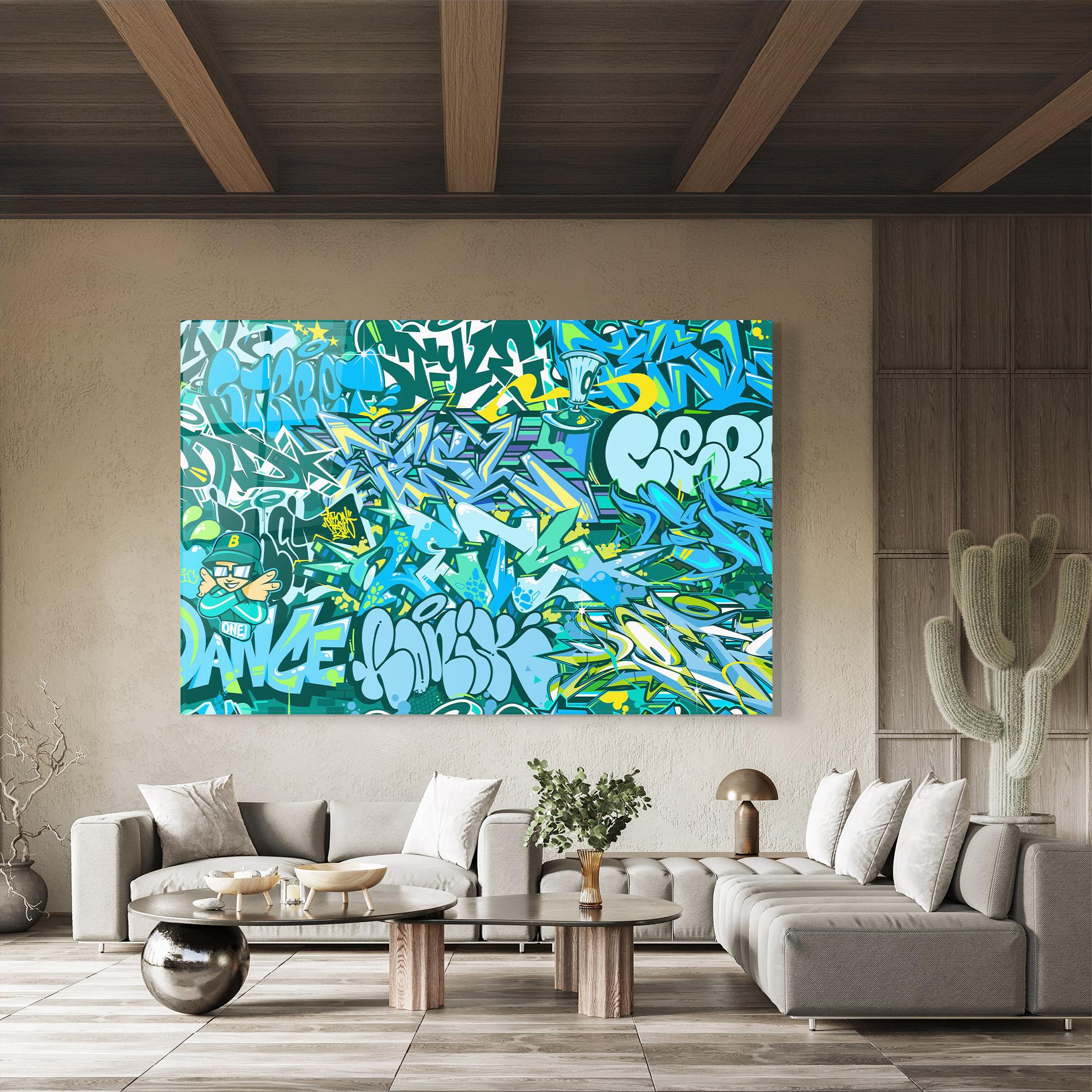 Tablou Sticla Be One Graffiti mockup 8
