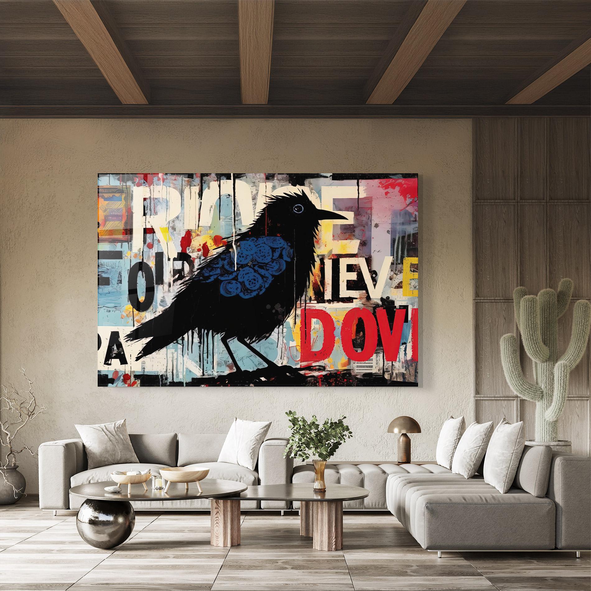 Tablou Sticla Bird Old Doodle mockup 8