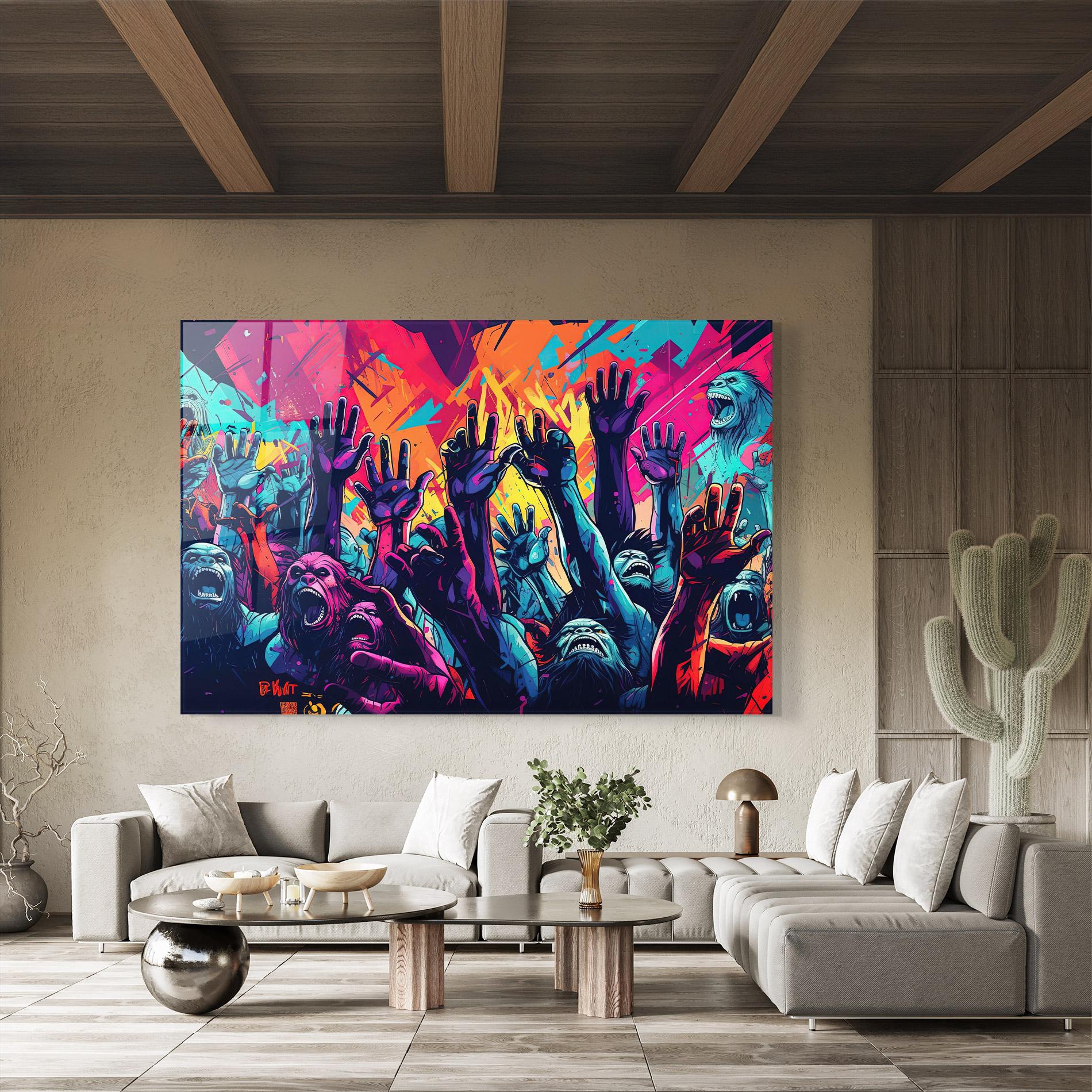 Tablou Sticla Graffiti Animals mockup 8