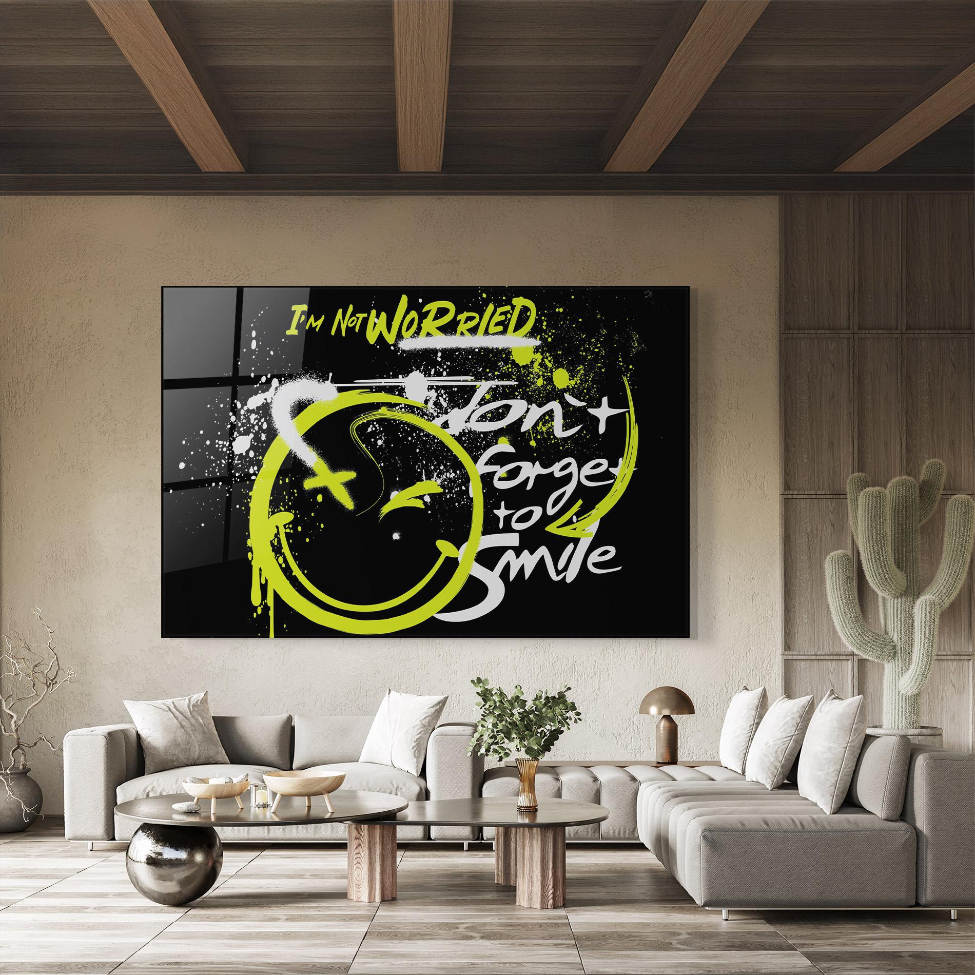 Tablou Sticla Green Smile Graffiti mockup 8