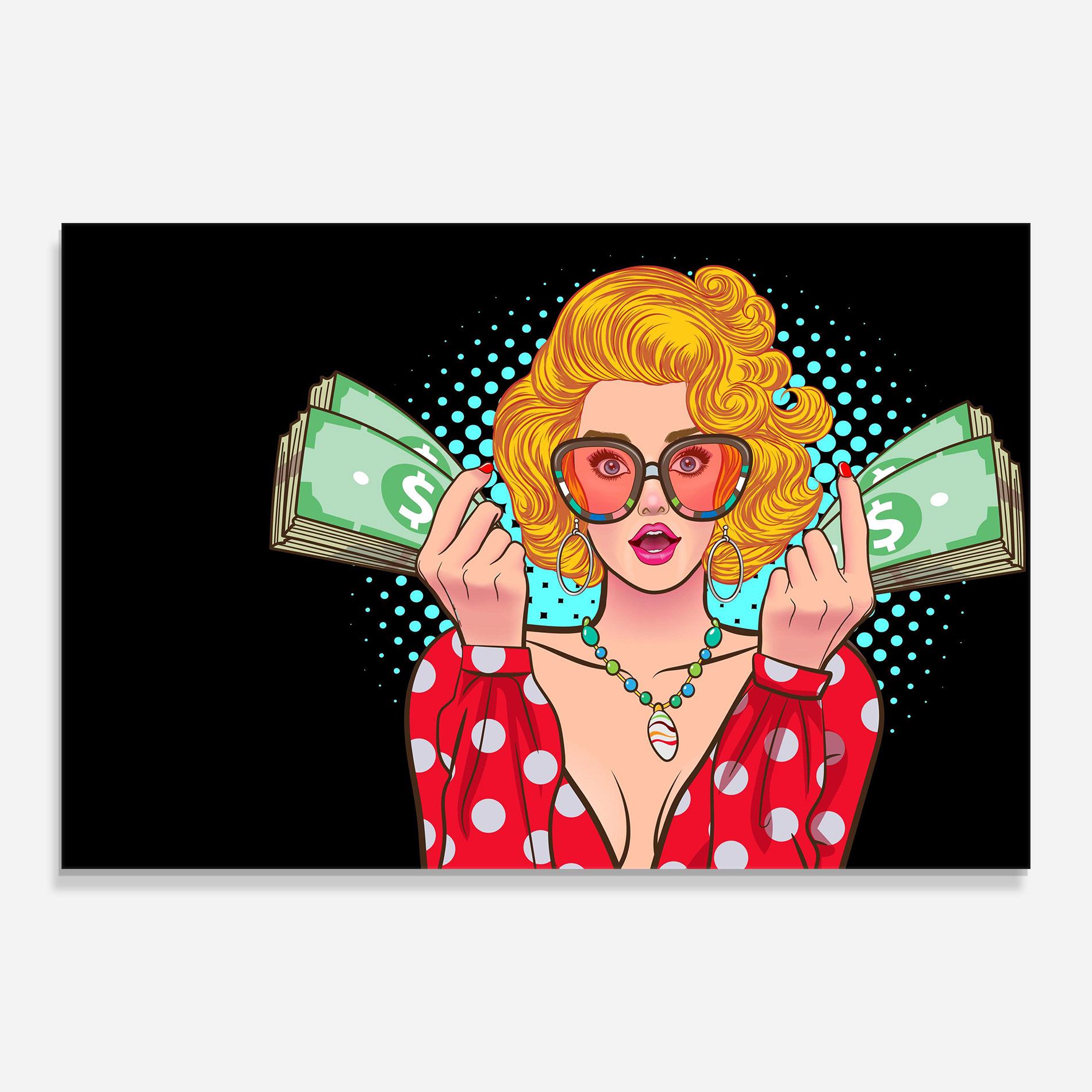 Tablou Sticla Glasses Look Money mockup 0