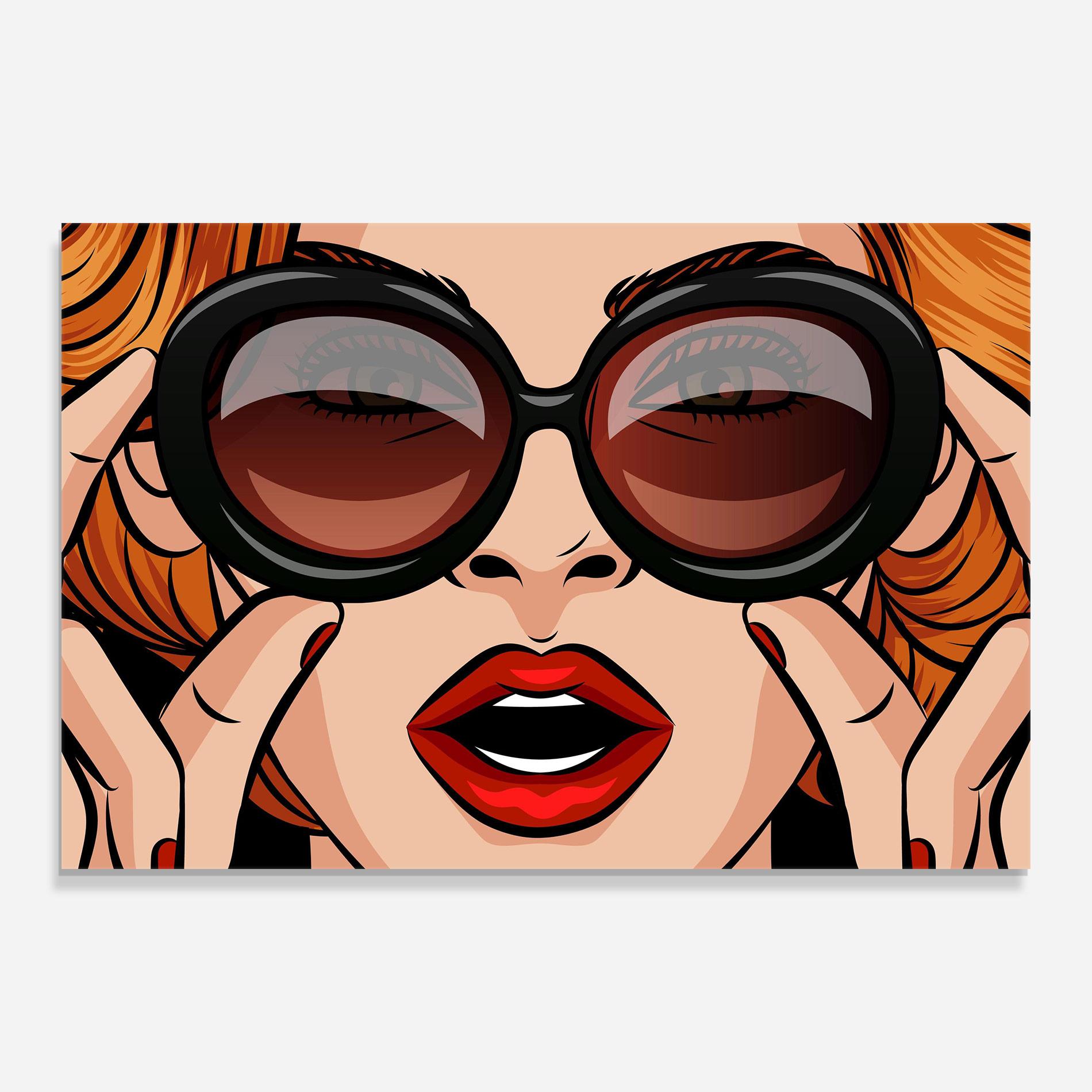 Tablou Sticla Pop Glasses Woman mockup 0