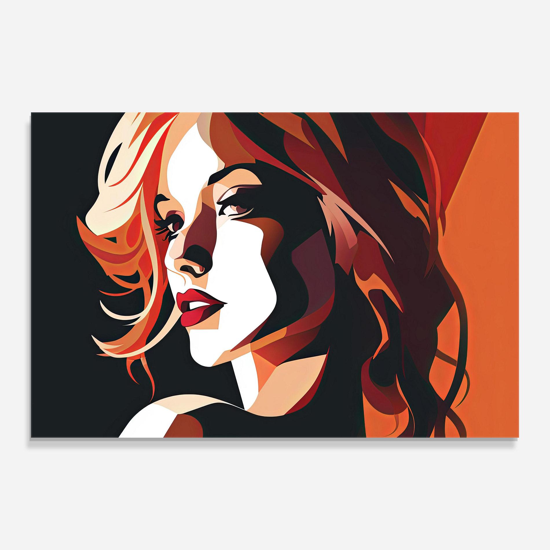 Tablou Sticla Pop Lady Art mockup 0