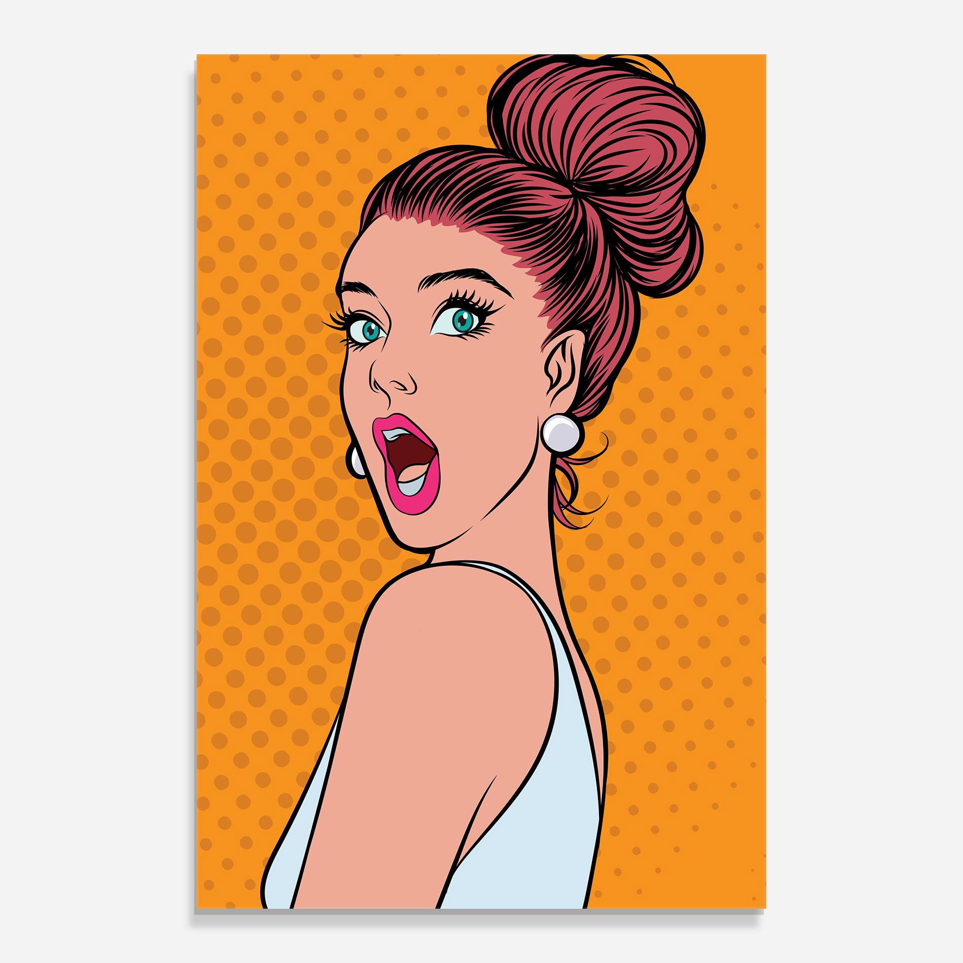 Tablou Sticla Pop Comic Lady mockup 0