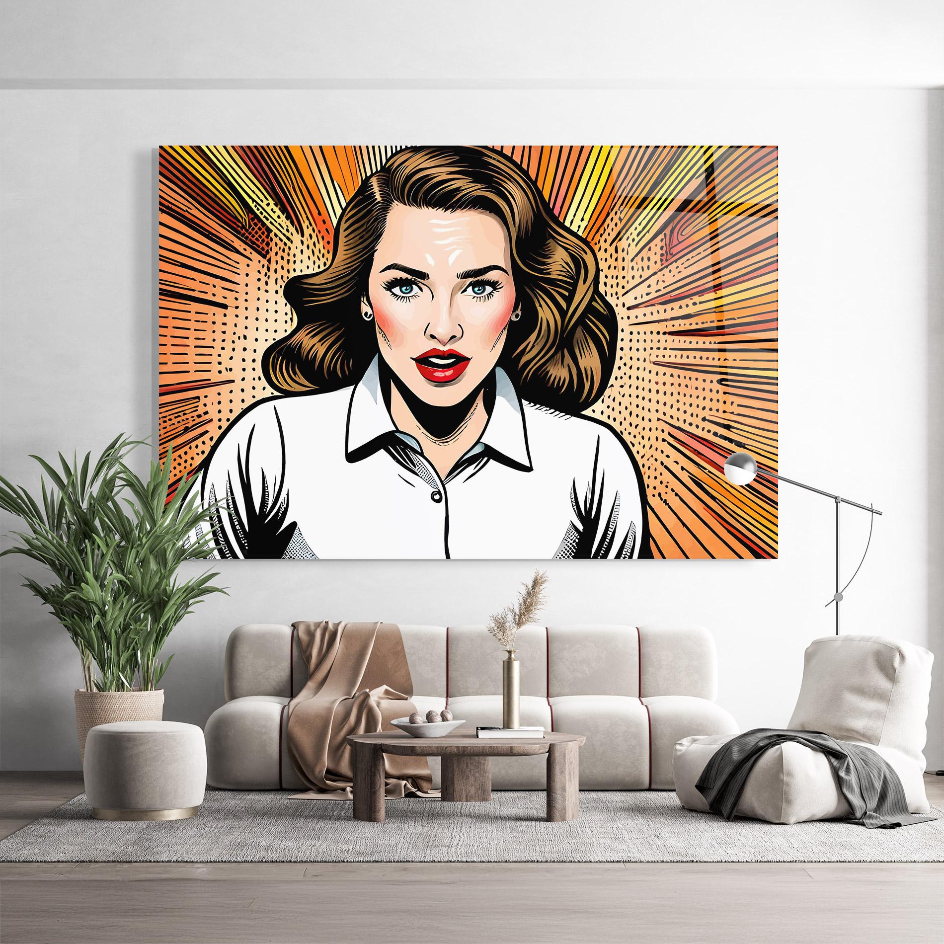 Tablou Sticla Blue Eye Pop Art mockup 9