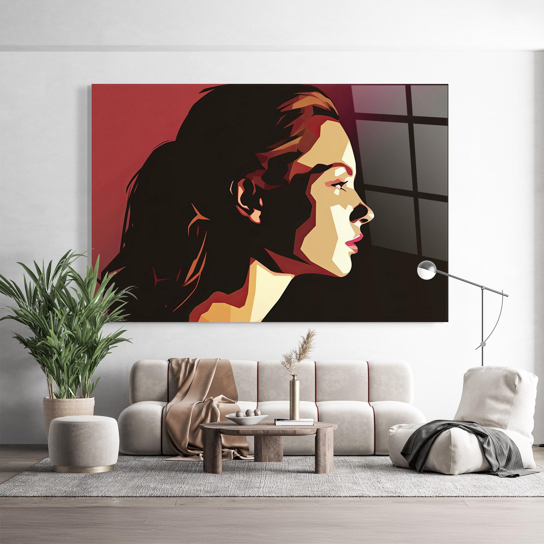 Tablou Sticla Cream Red Pop Art mockup 9