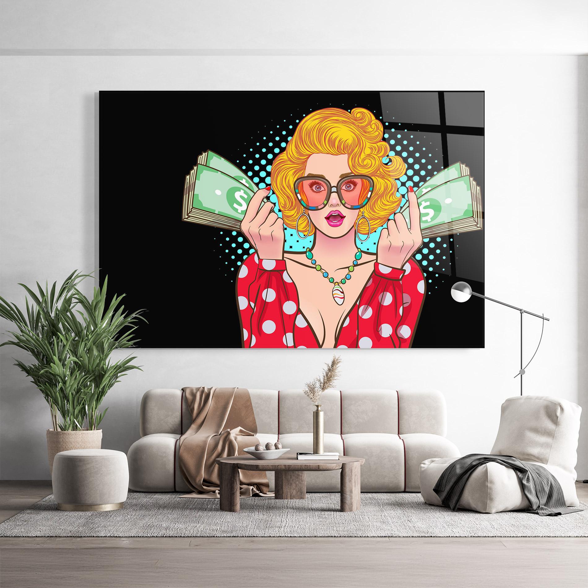 Tablou Sticla Glasses Look Money mockup 9