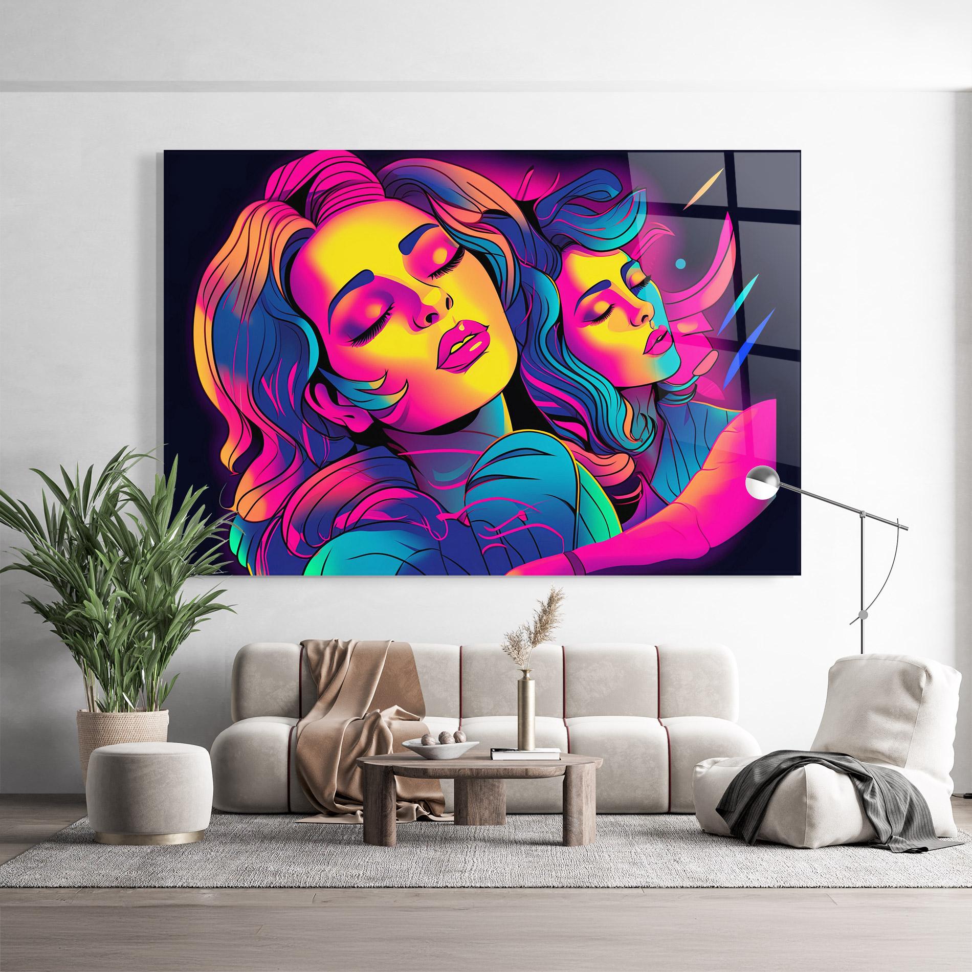 Tablou Sticla Glowing Pop Woman mockup 9