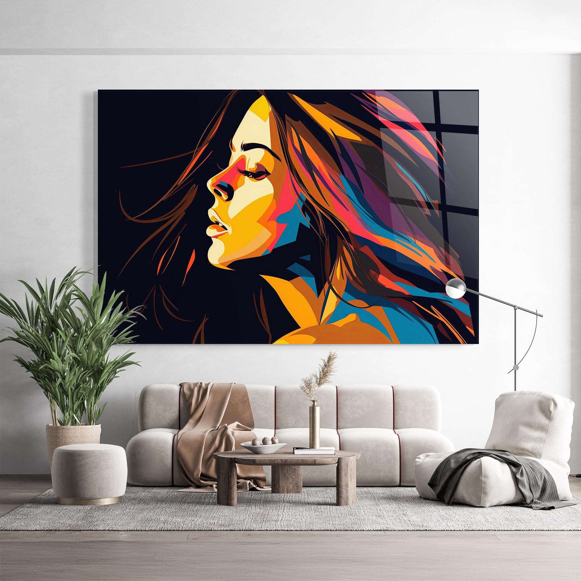 Tablou Sticla Graphical Pop Woman mockup 9