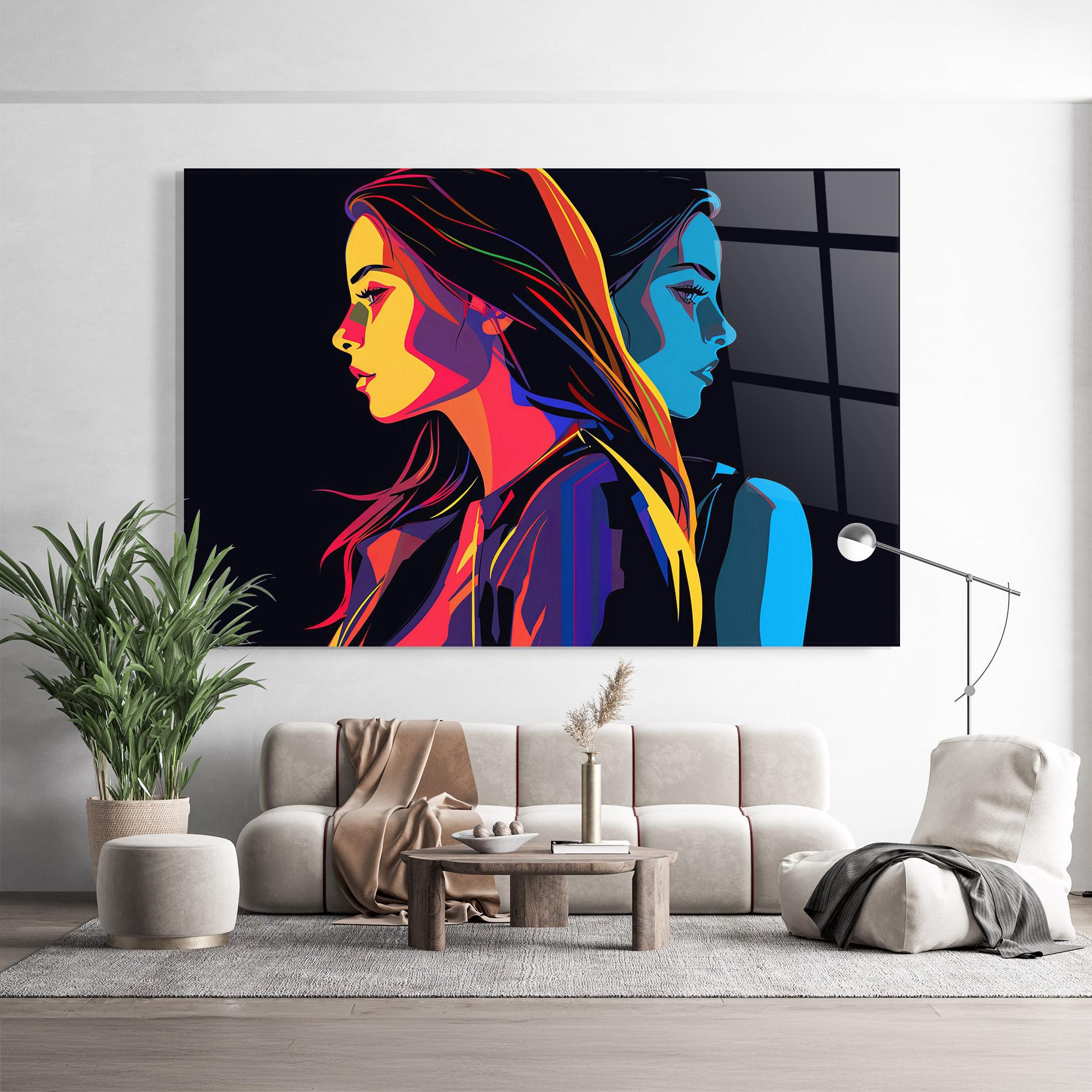 Tablou Sticla Minimalist Pop Female mockup 9