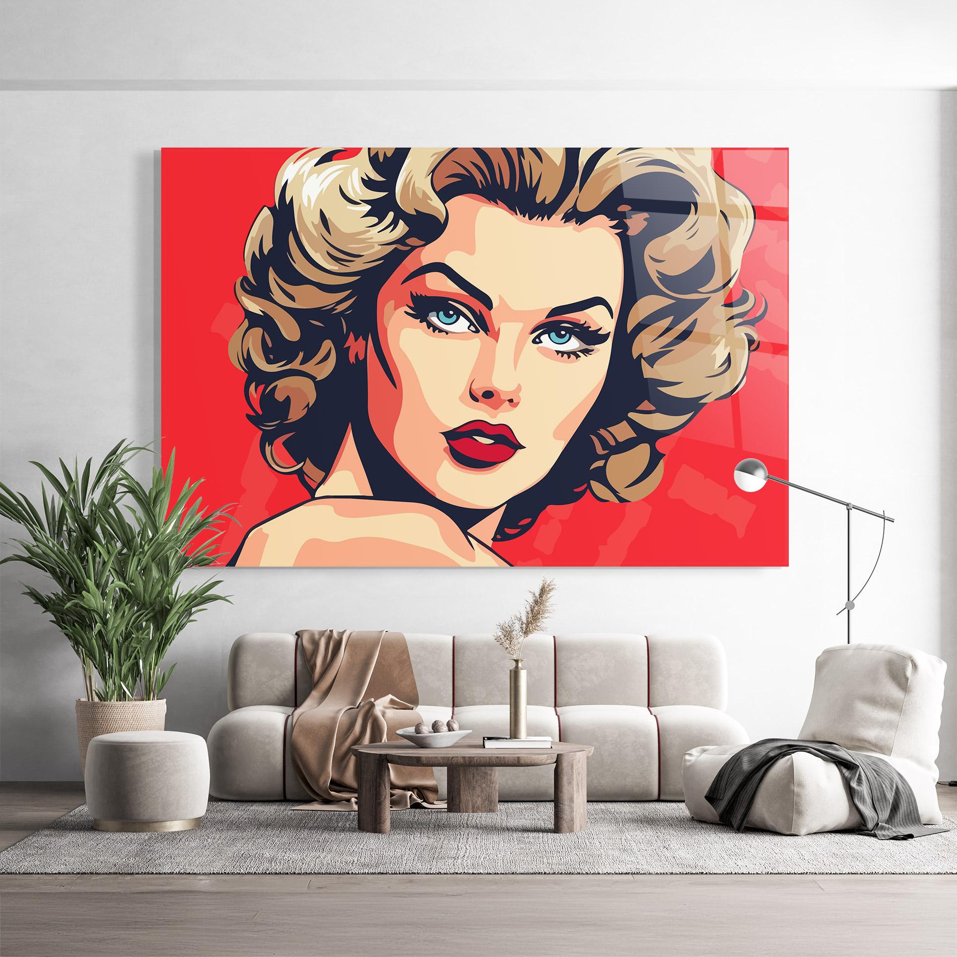 Tablou Sticla Pop Beautiful Lady mockup 9