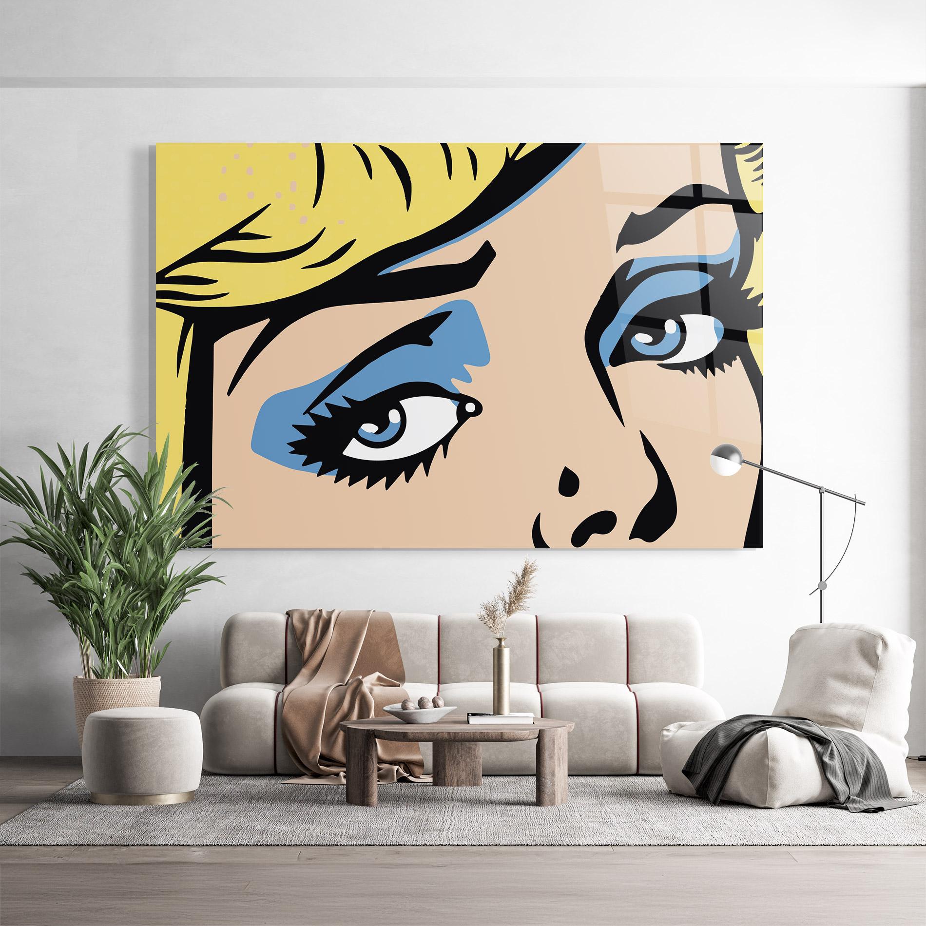 Tablou Sticla Pop Blue Makeup mockup 9