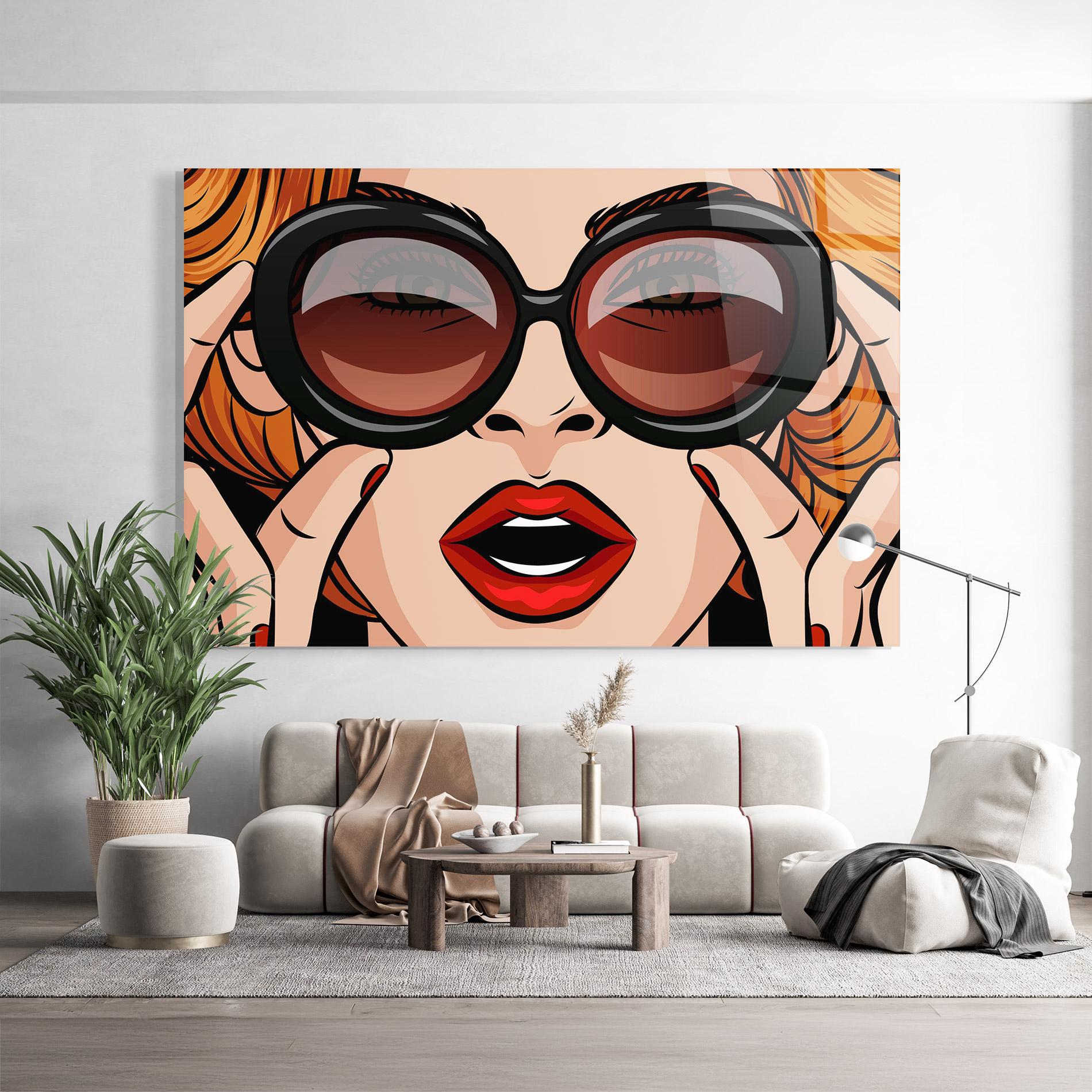 Tablou Sticla Pop Glasses Woman mockup 9