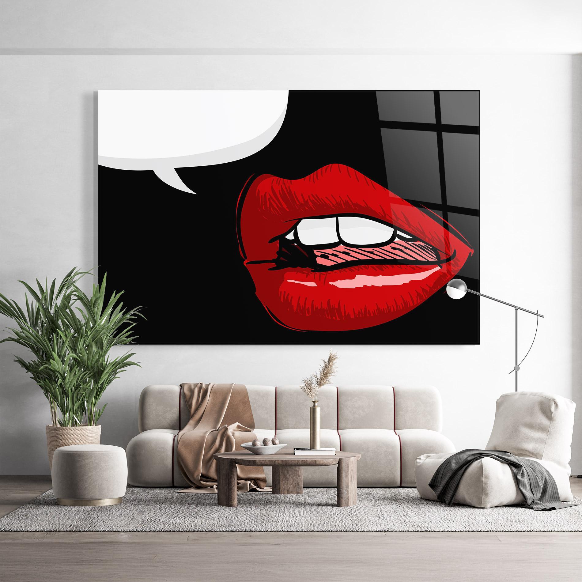 Tablou Sticla Pop Red Lips mockup 9