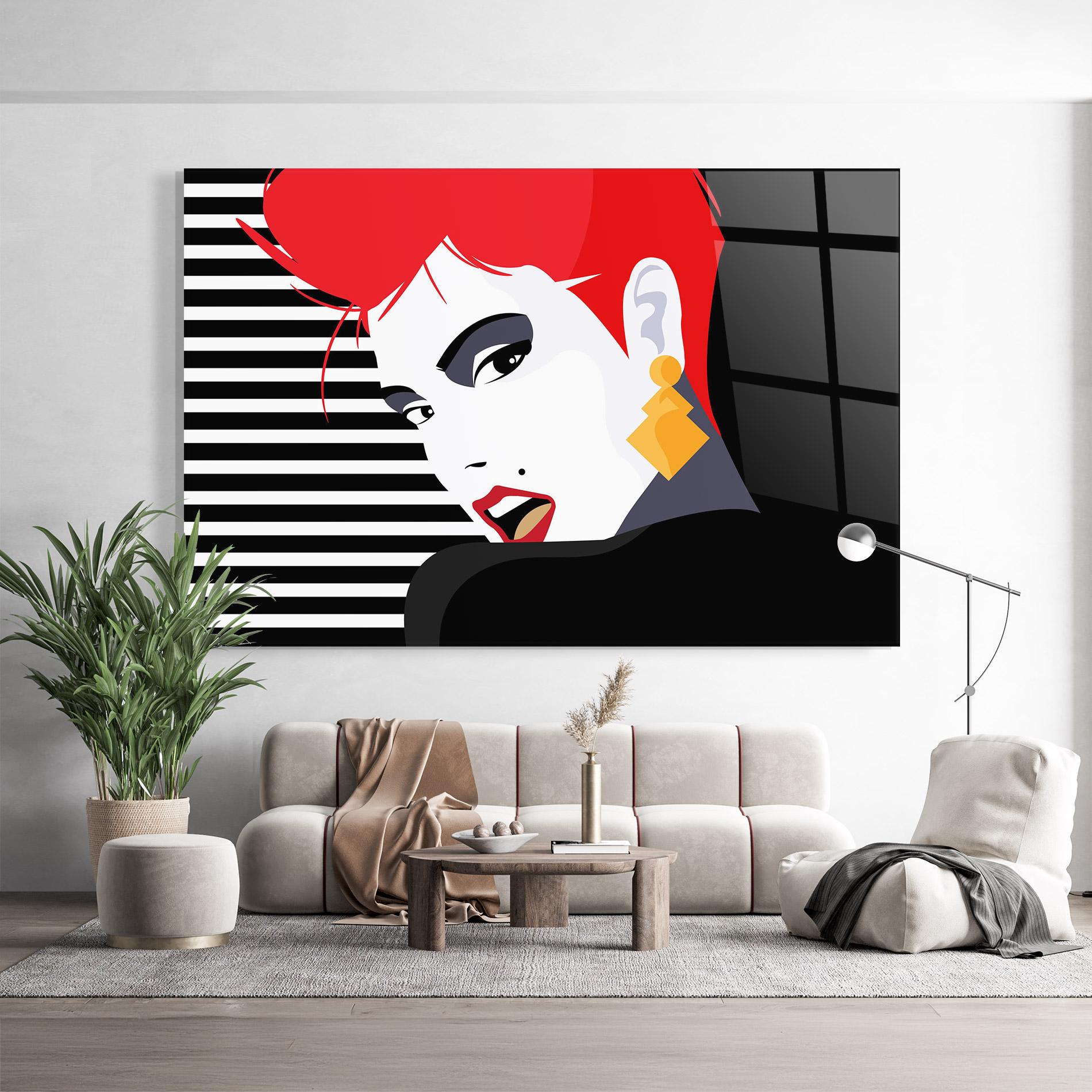 Tablou Sticla Red Pop Hair mockup 9