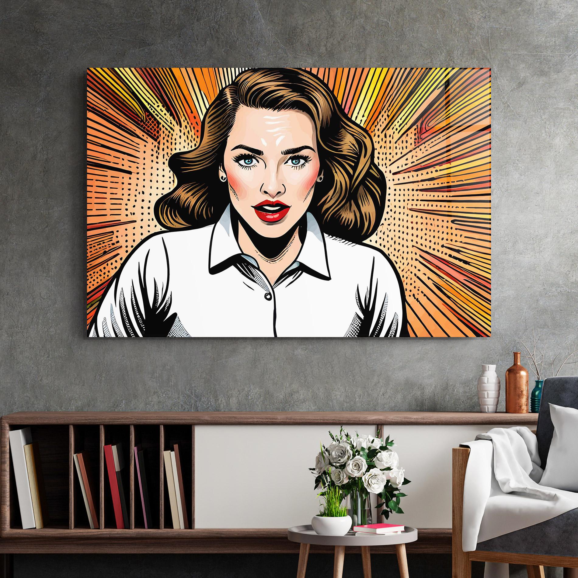 Tablou Sticla Blue Eye Pop Art mockup 2