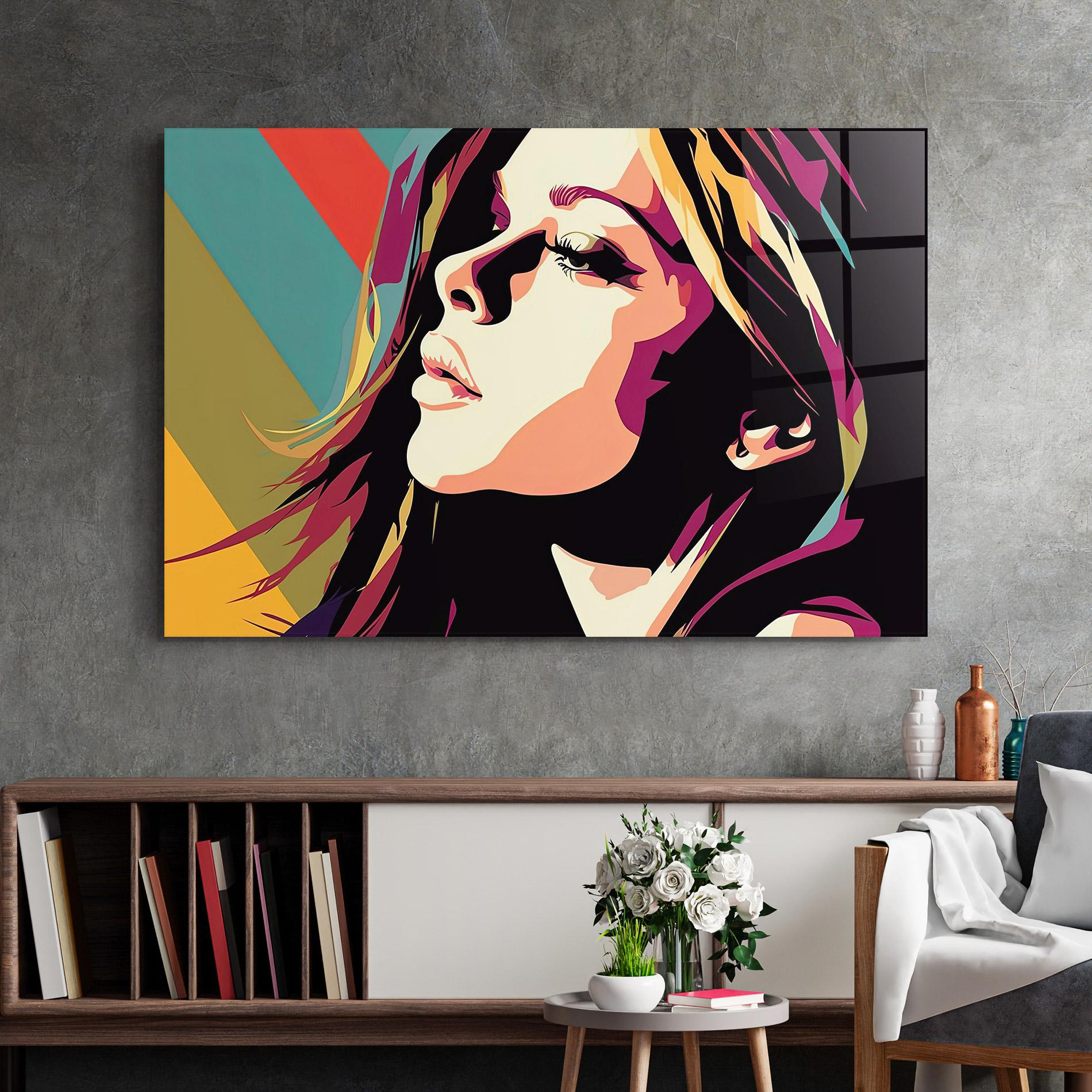 Tablou Sticla Cream Pop Art mockup 2