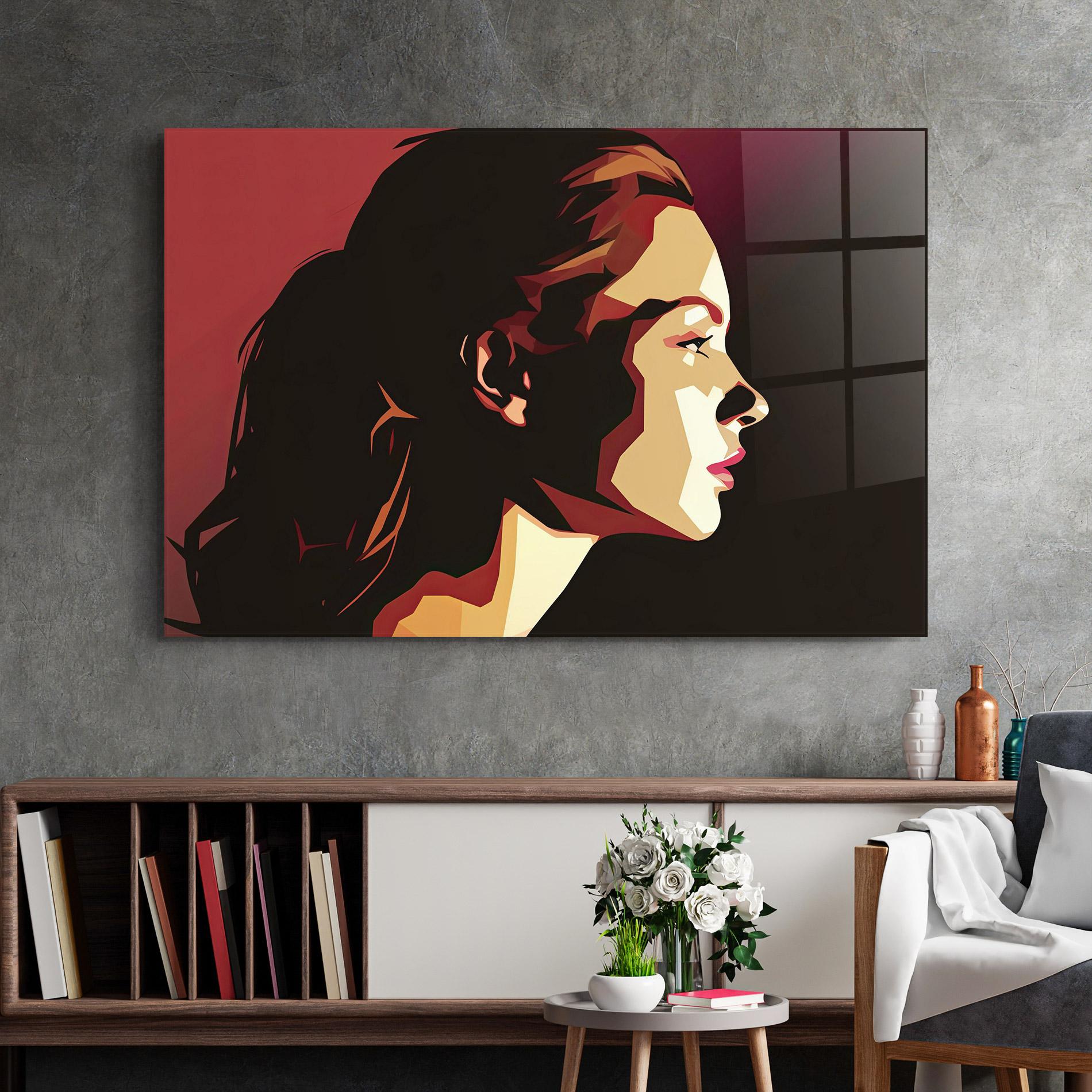 Tablou Sticla Cream Red Pop Art mockup 2