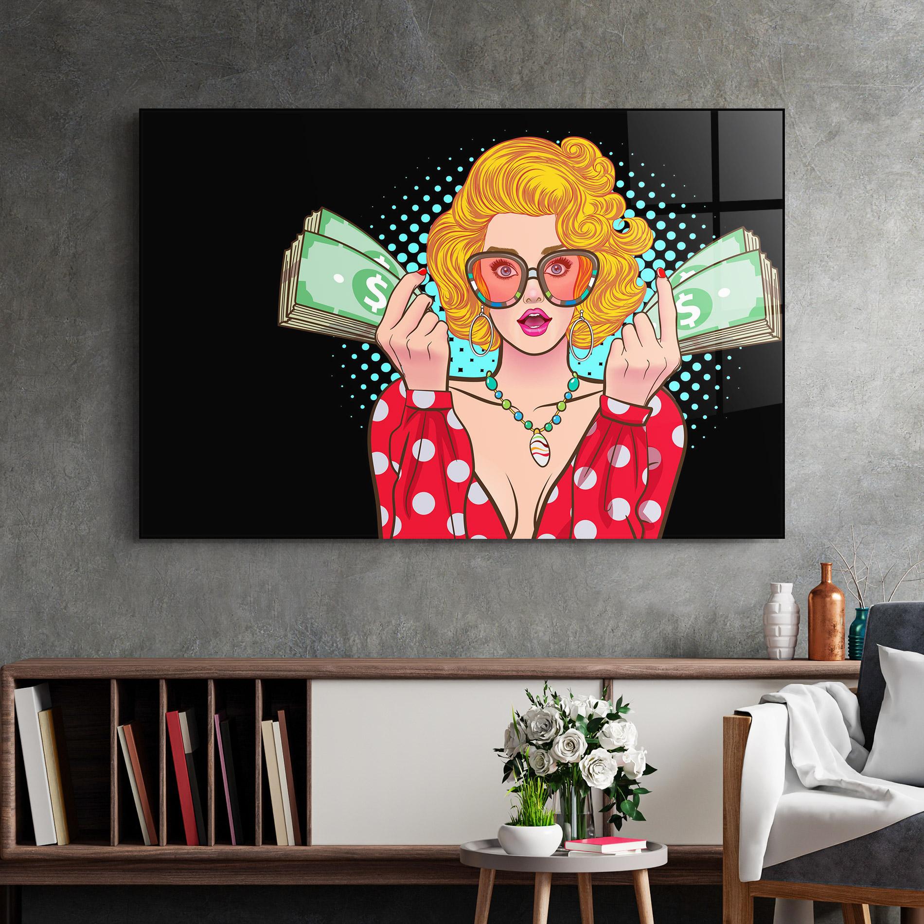 Tablou Sticla Glasses Look Money mockup 2