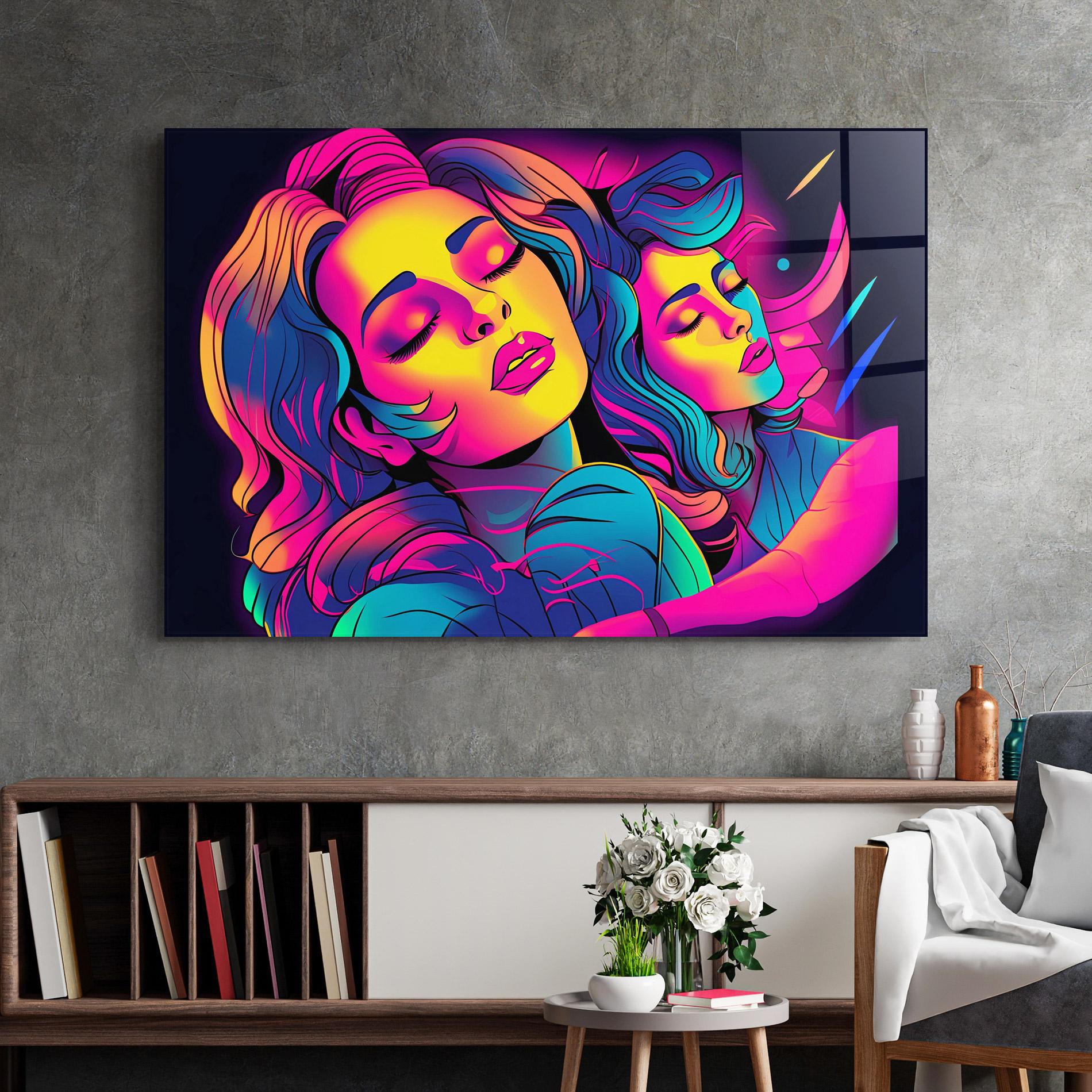 Tablou Sticla Glowing Pop Woman mockup 2