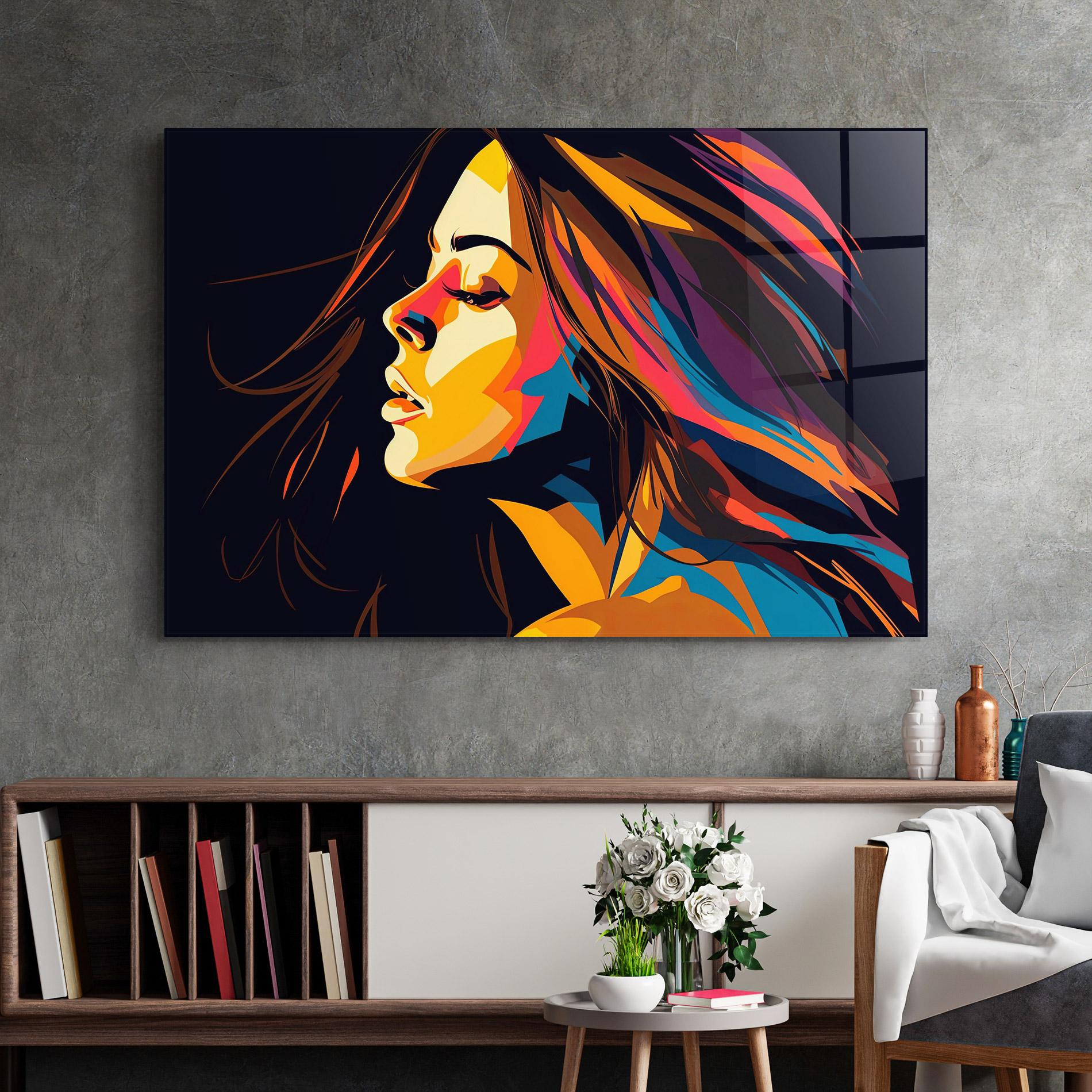 Tablou Sticla Graphical Pop Woman mockup 2