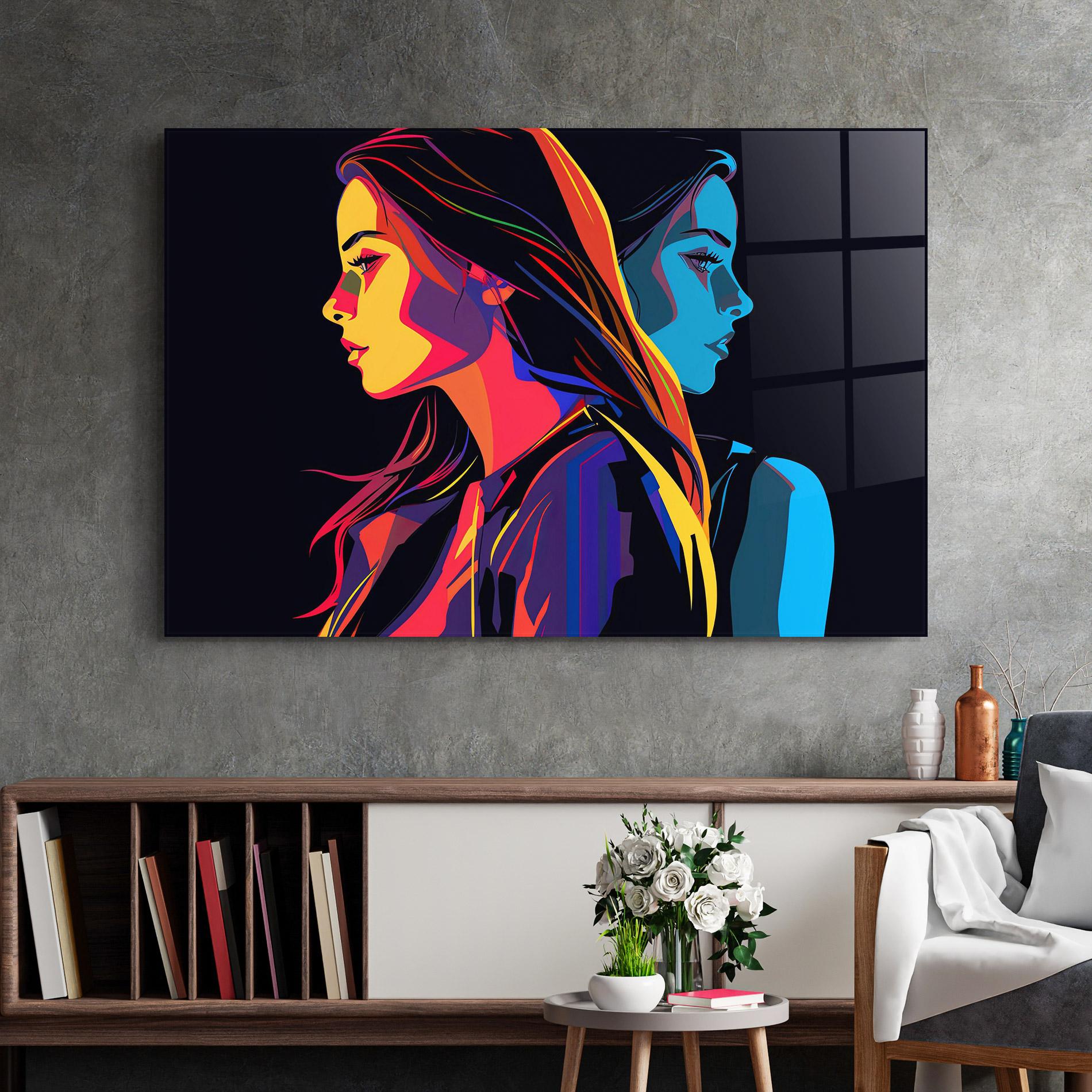 Tablou Sticla Minimalist Pop Female mockup 2