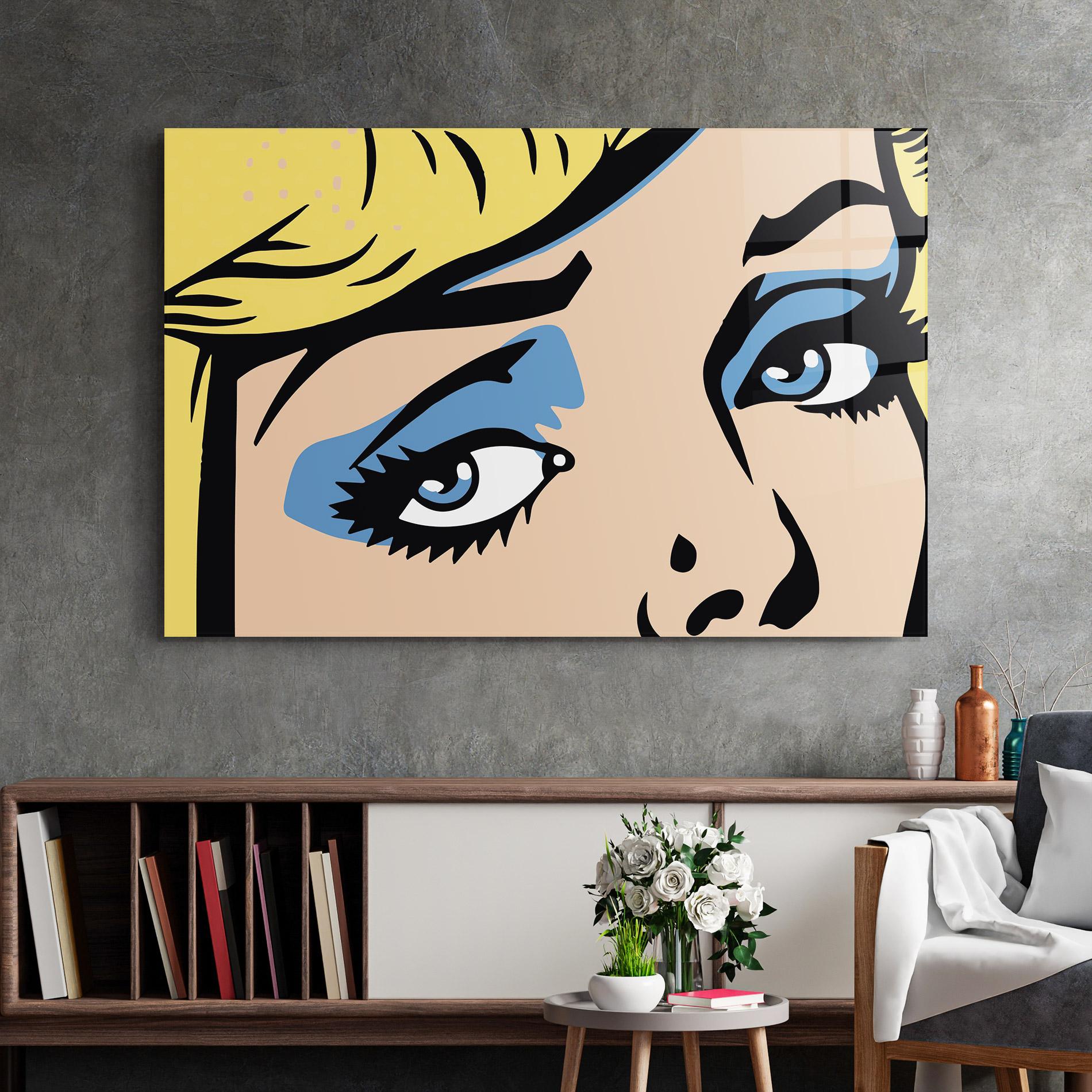 Tablou Sticla Pop Blue Makeup mockup 2