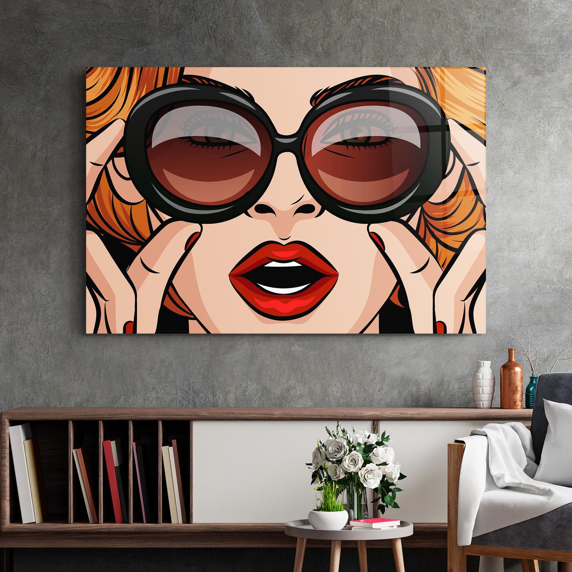 Tablou Sticla Pop Glasses Woman mockup 2