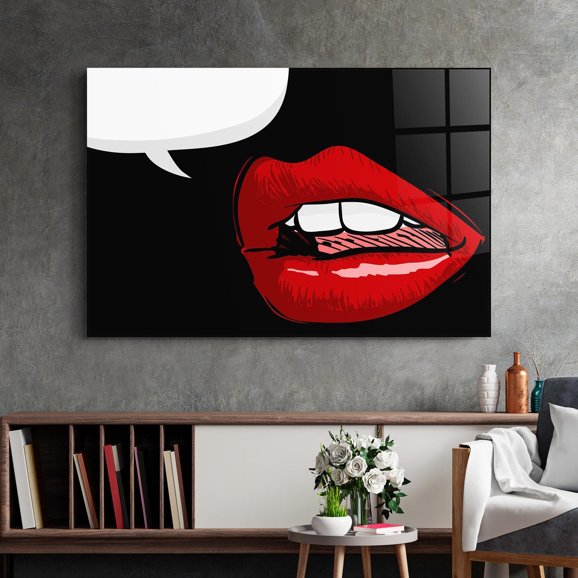 Tablou Sticla Pop Red Lips mockup 2