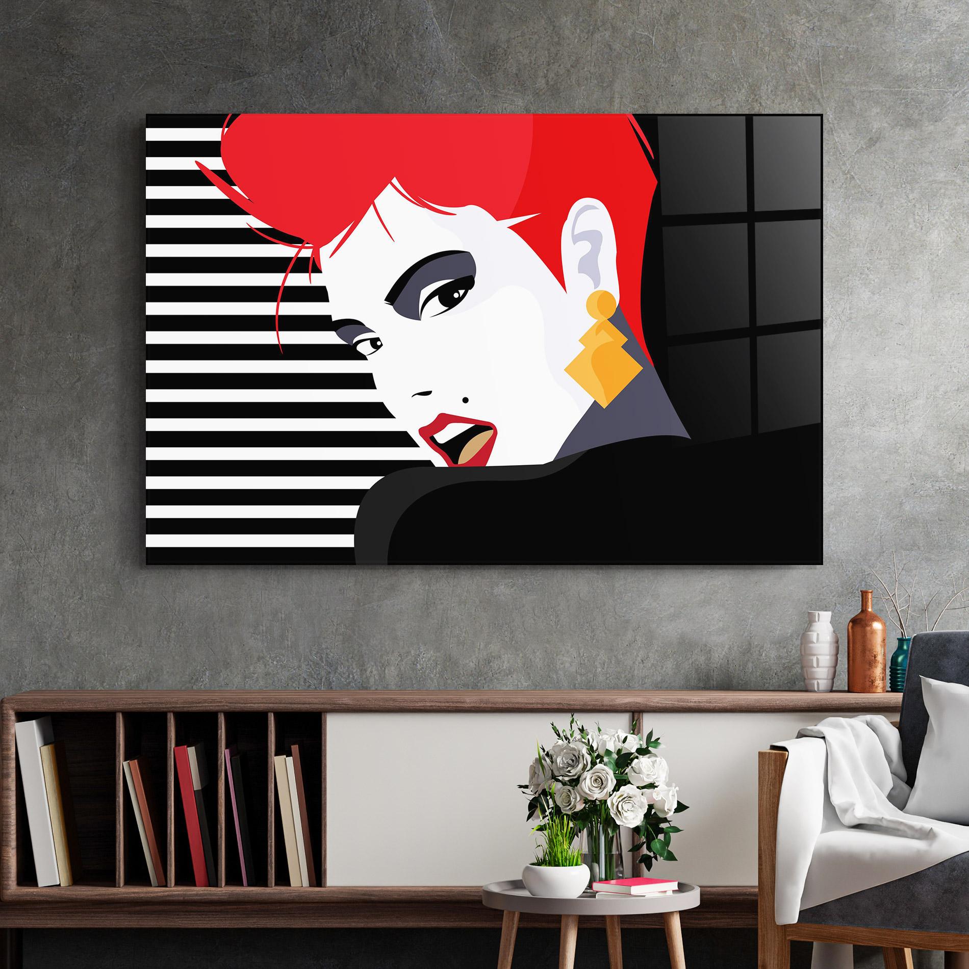 Tablou Sticla Red Pop Hair mockup 2