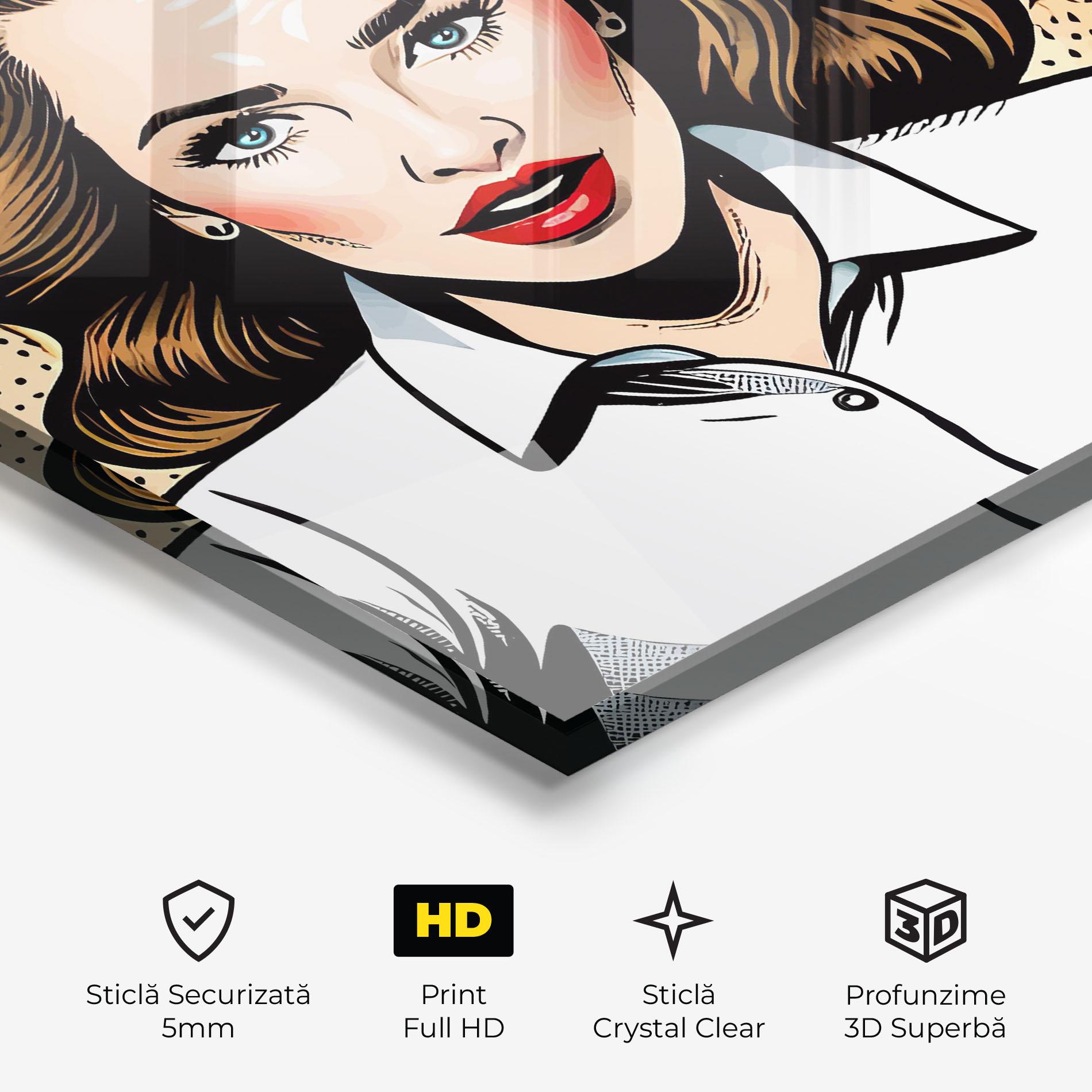 Tablou Sticla Blue Eye Pop Art mockup 3