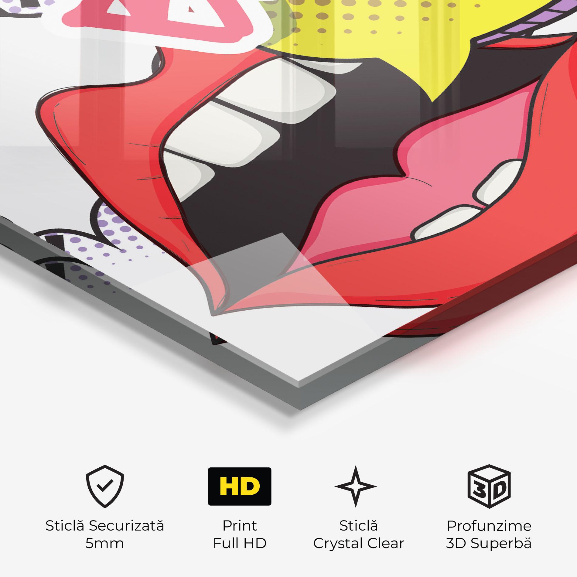 Tablou Sticla Boom Pop Art mockup 3