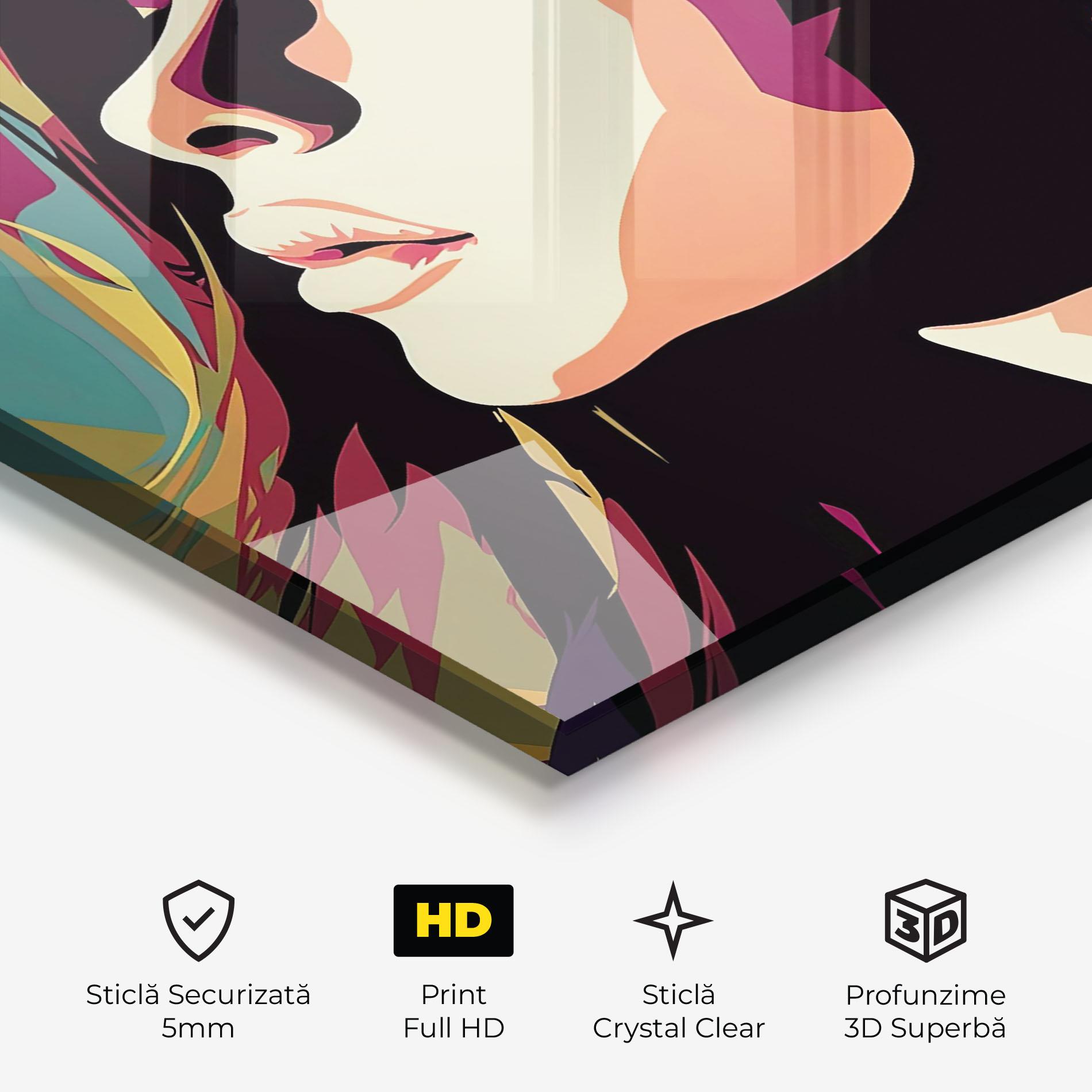 Tablou Sticla Cream Pop Art mockup 3