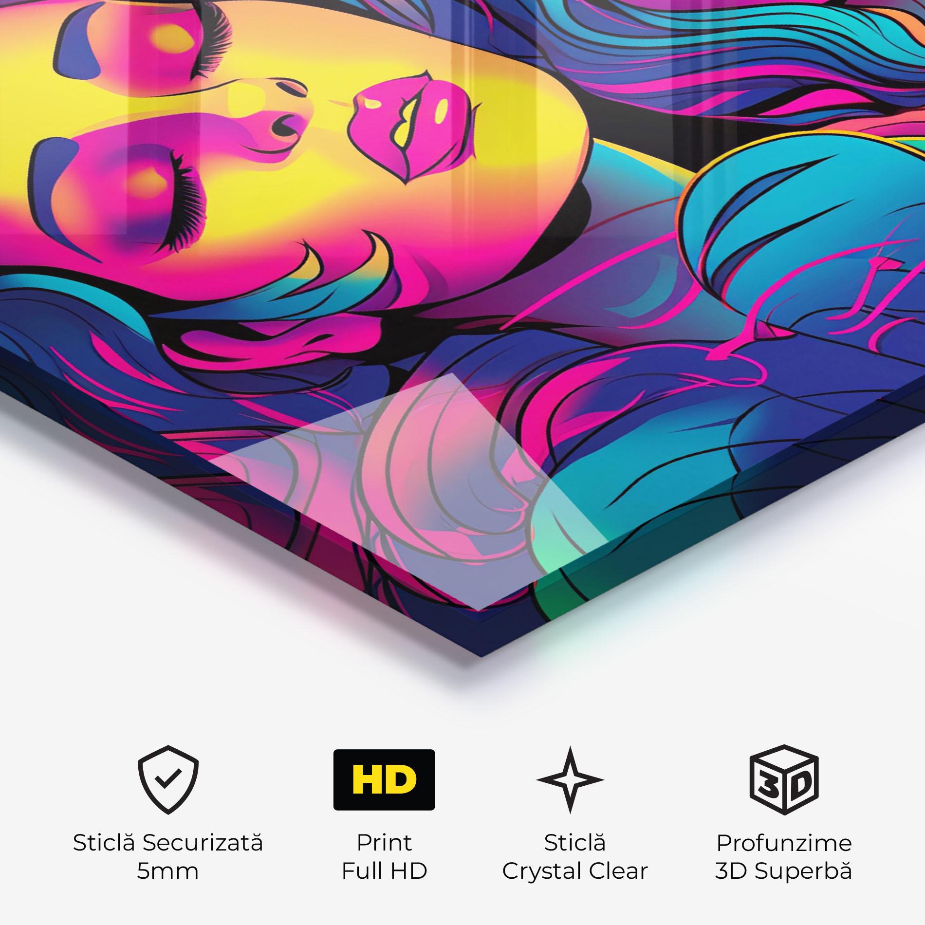 Tablou Sticla Glowing Pop Woman mockup 3
