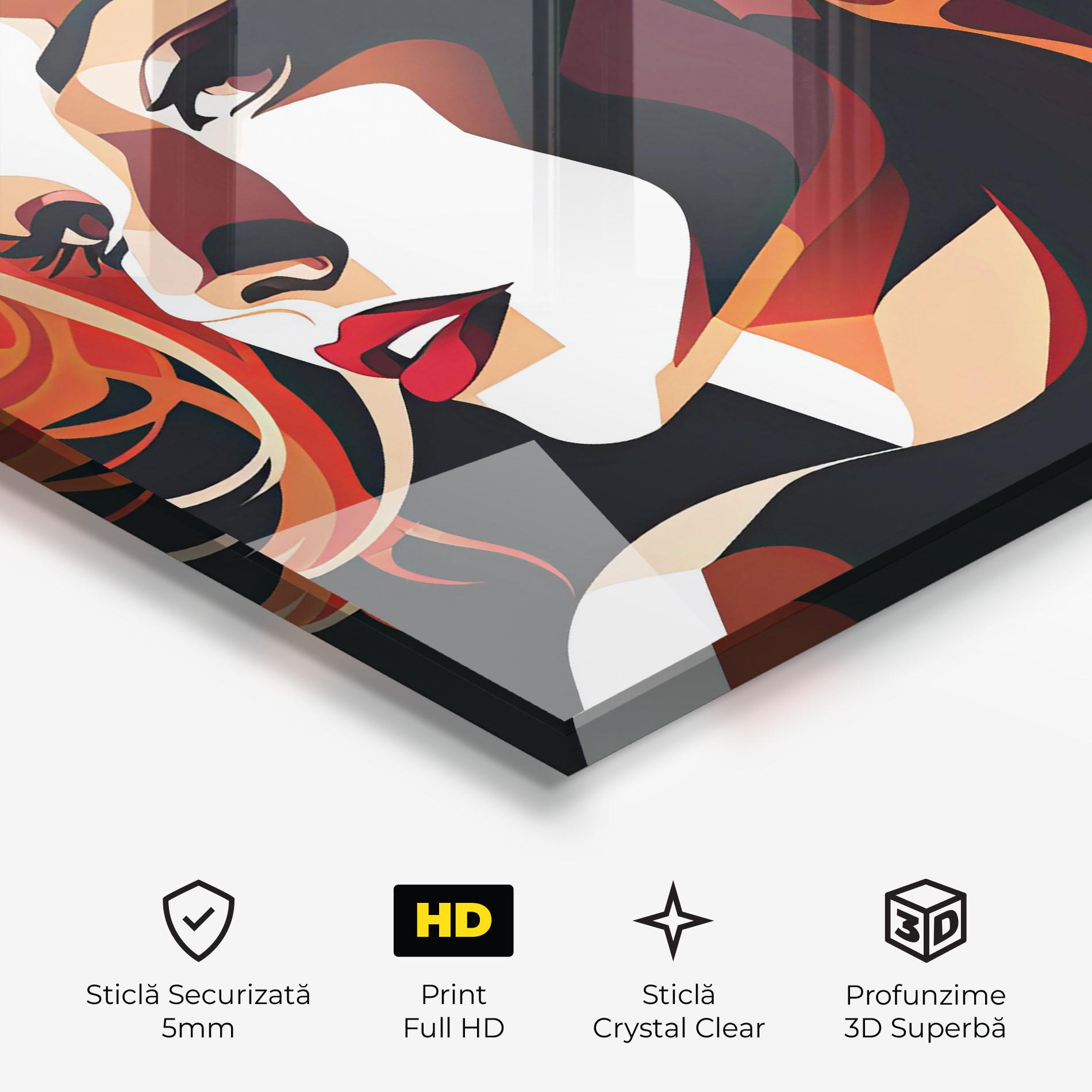 Tablou Sticla Pop Lady Art mockup 3