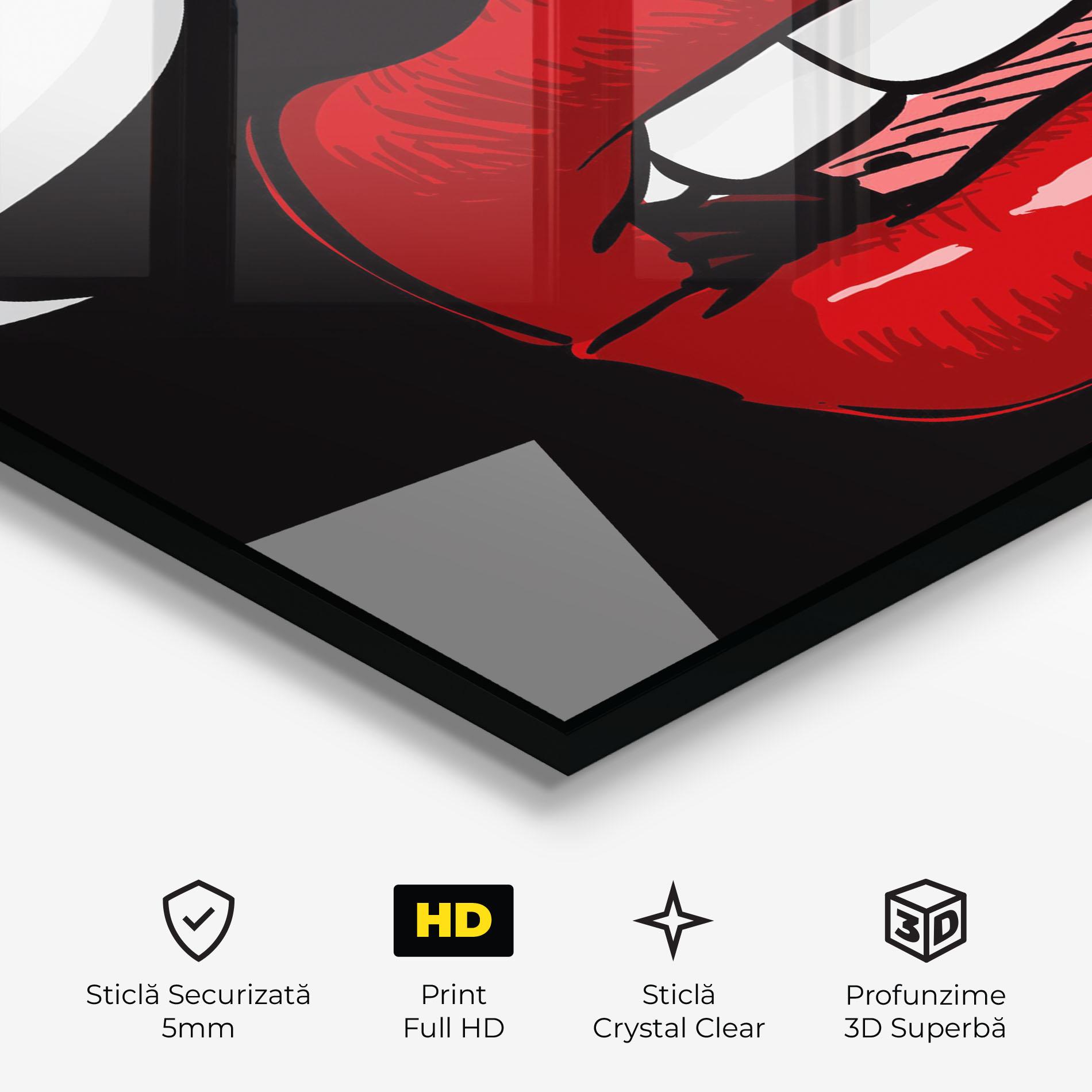 Tablou Sticla Pop Red Lips mockup 3