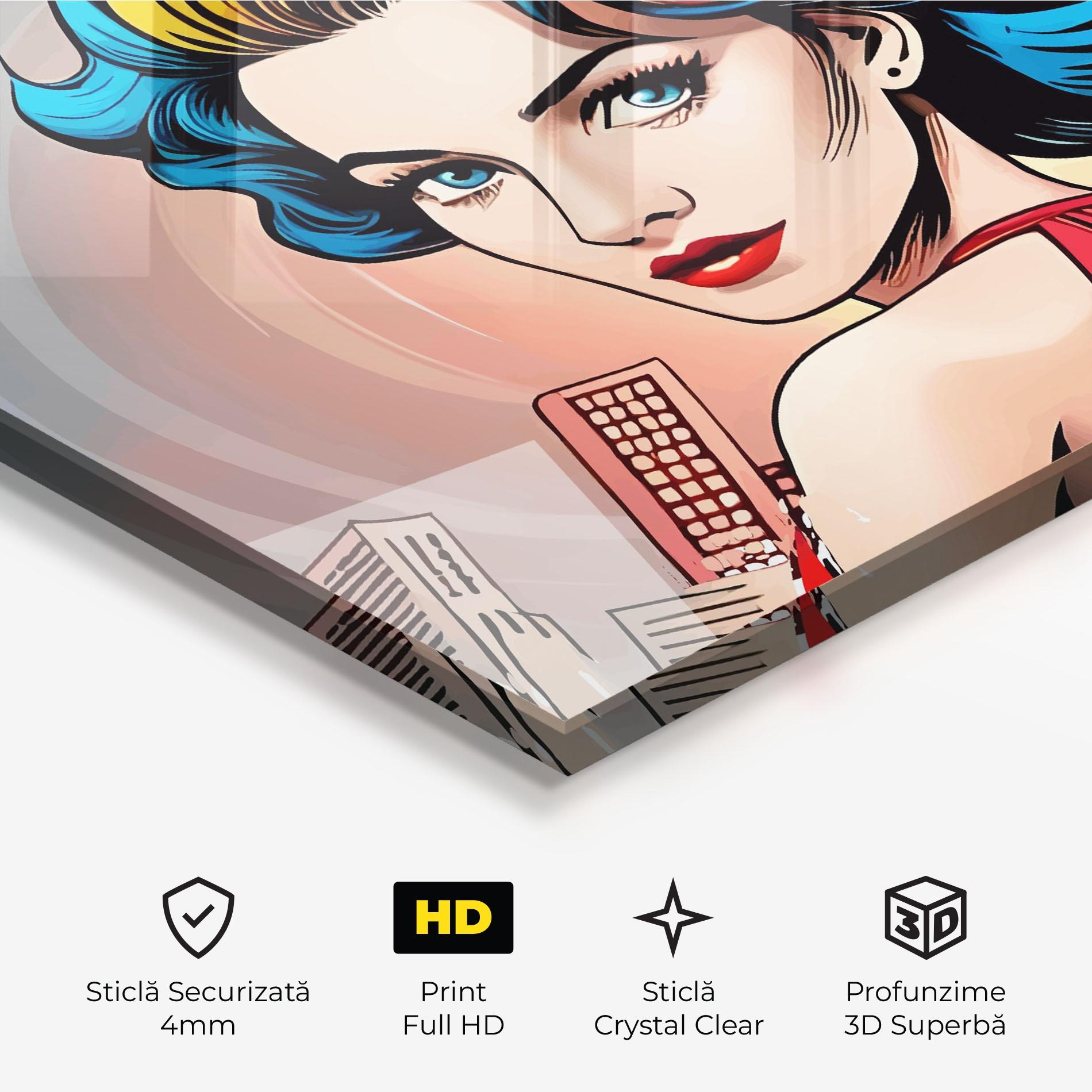 Tablou Sticla Blue Yellow Pop Hair mockup 3