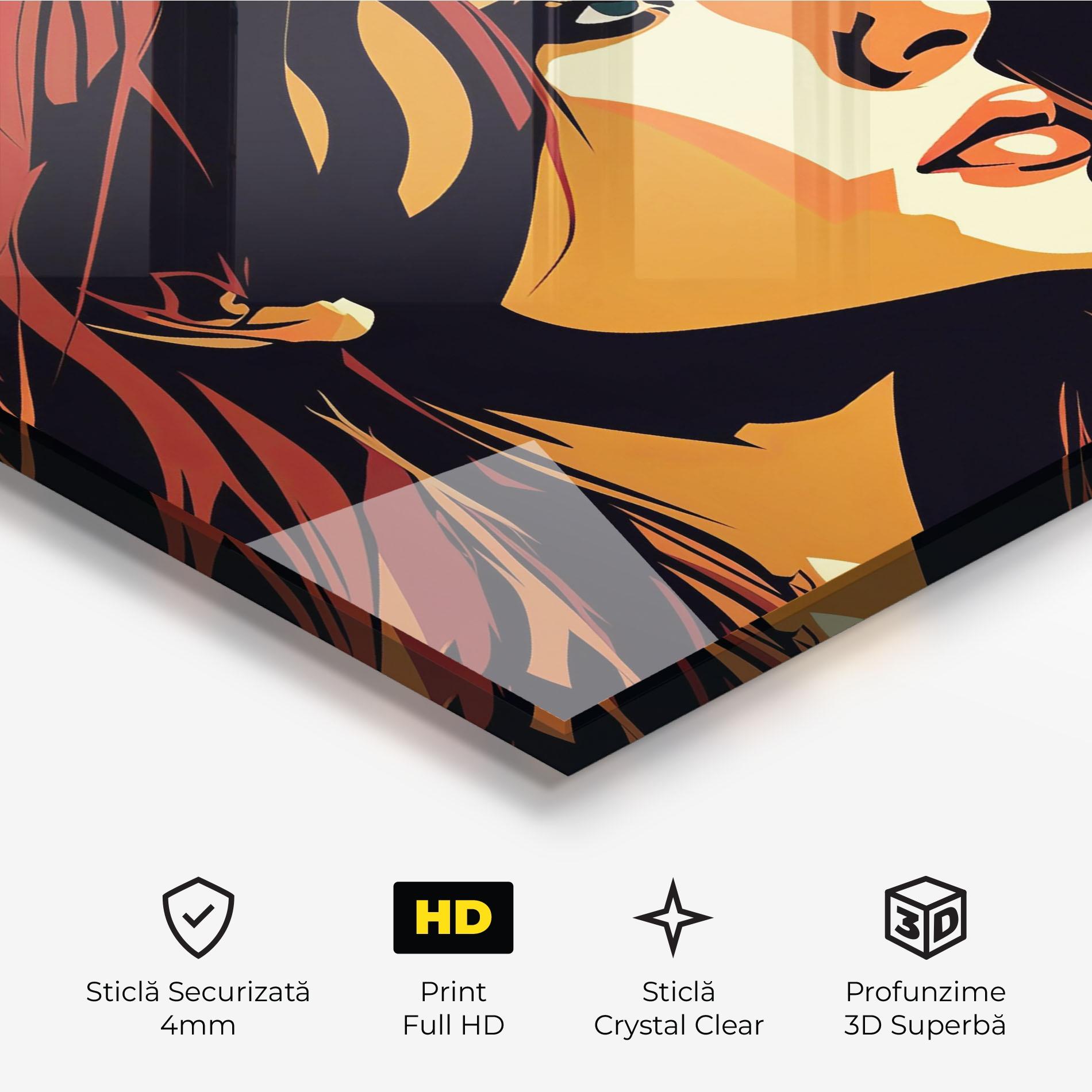 Tablou Sticla Brown Pop Hair mockup 3