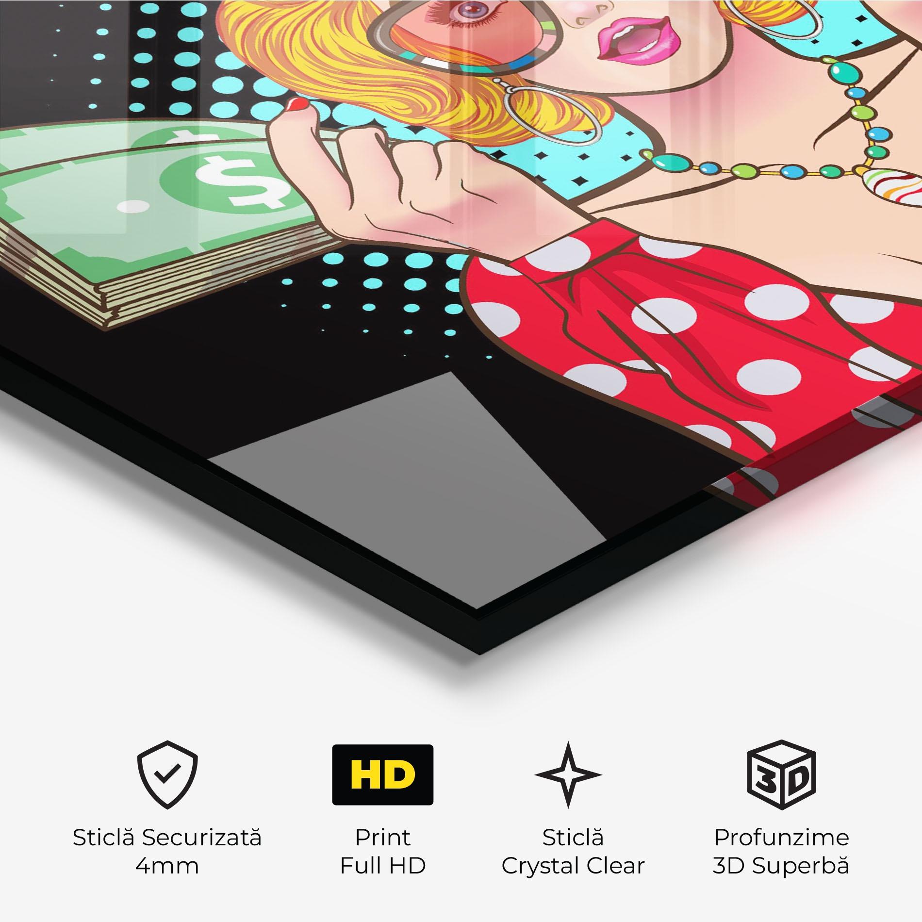 Tablou Sticla Glasses Look Money mockup 3