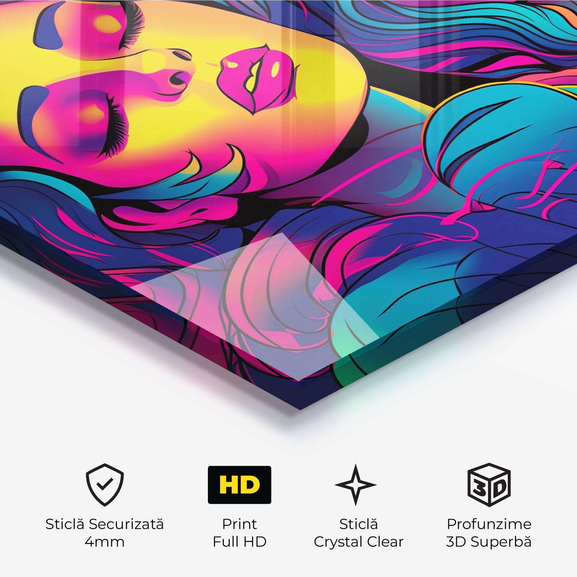 Tablou Sticla Glowing Pop Woman mockup 3