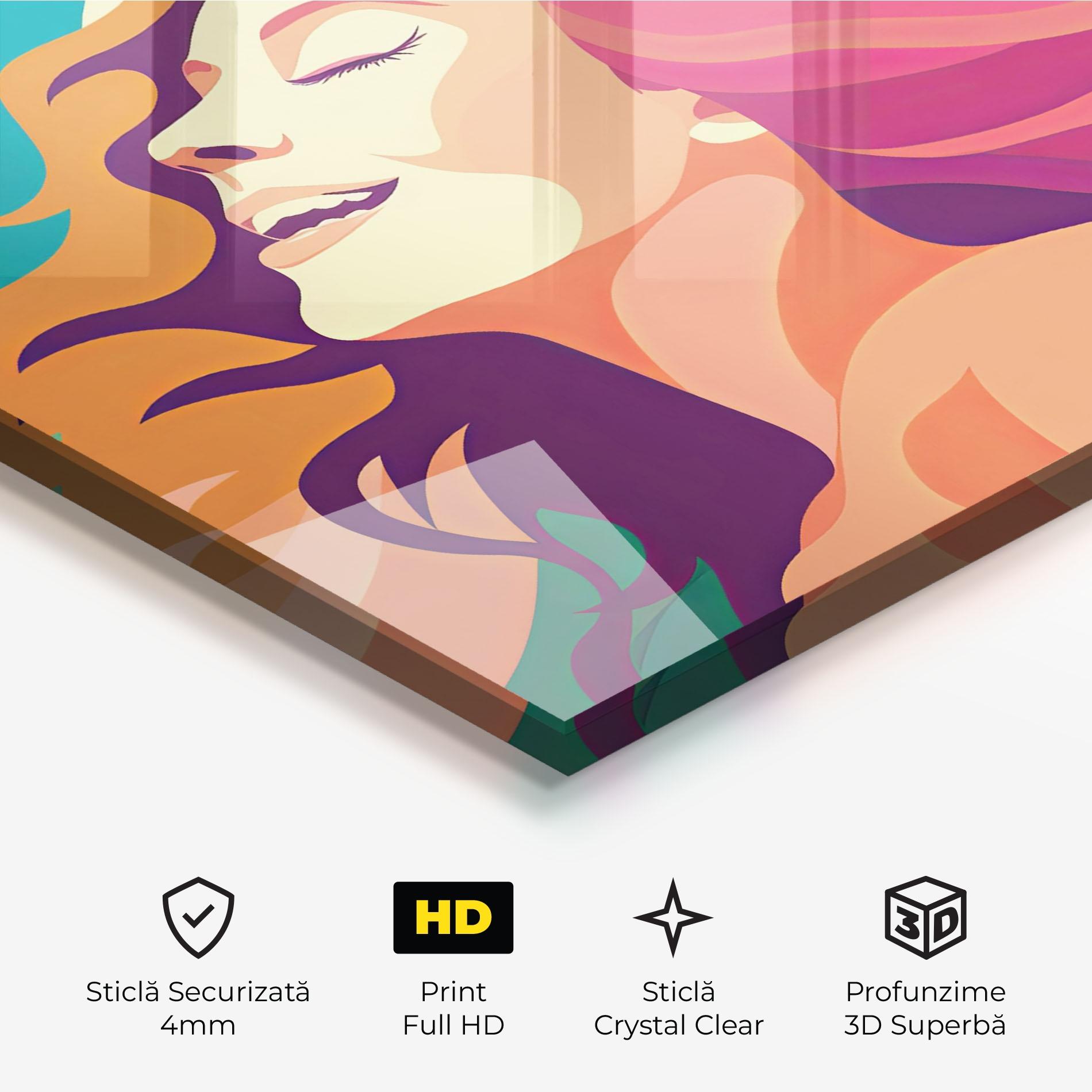 Tablou Sticla Pink Pop Hair mockup 3