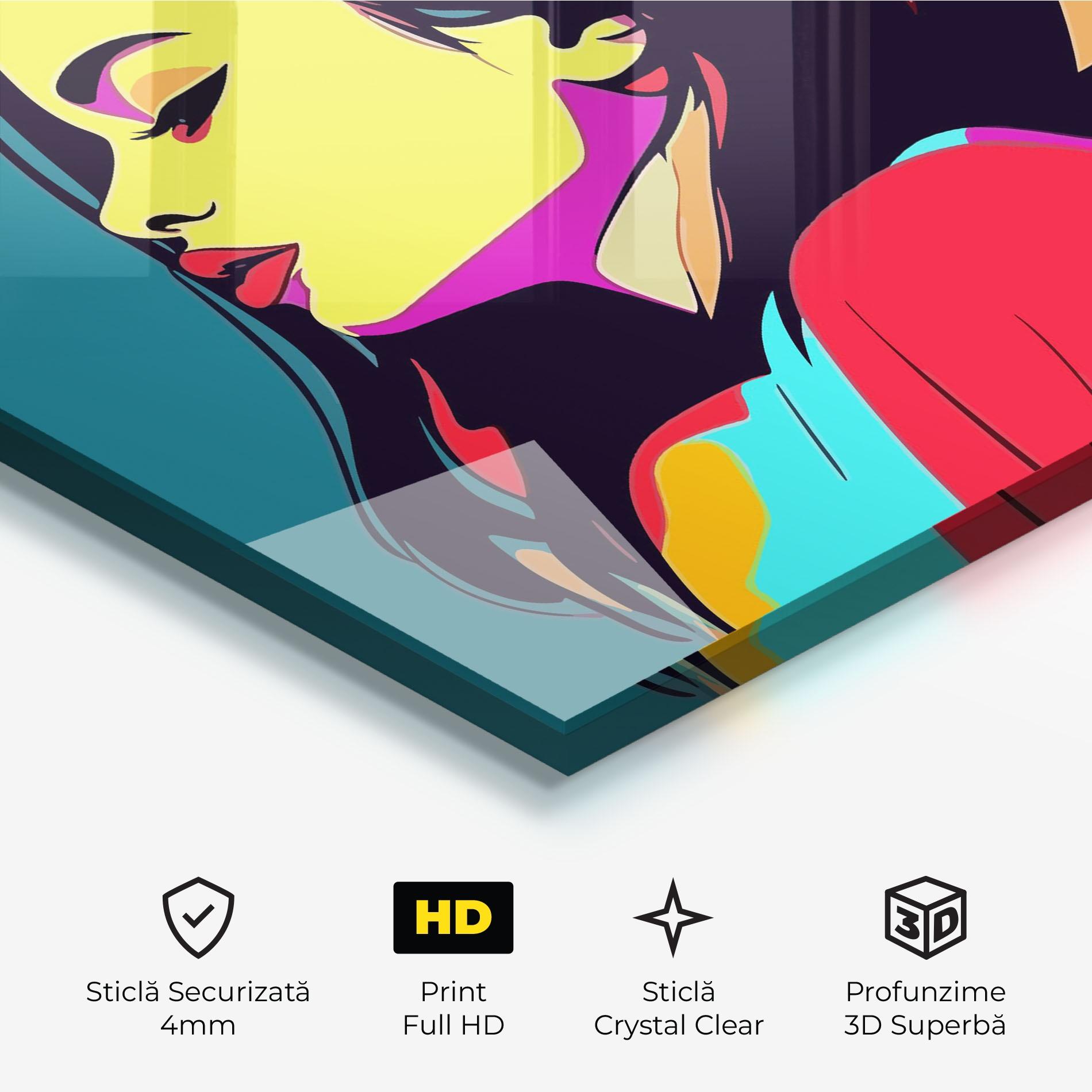 Tablou Sticla Pop Art Woman mockup 3