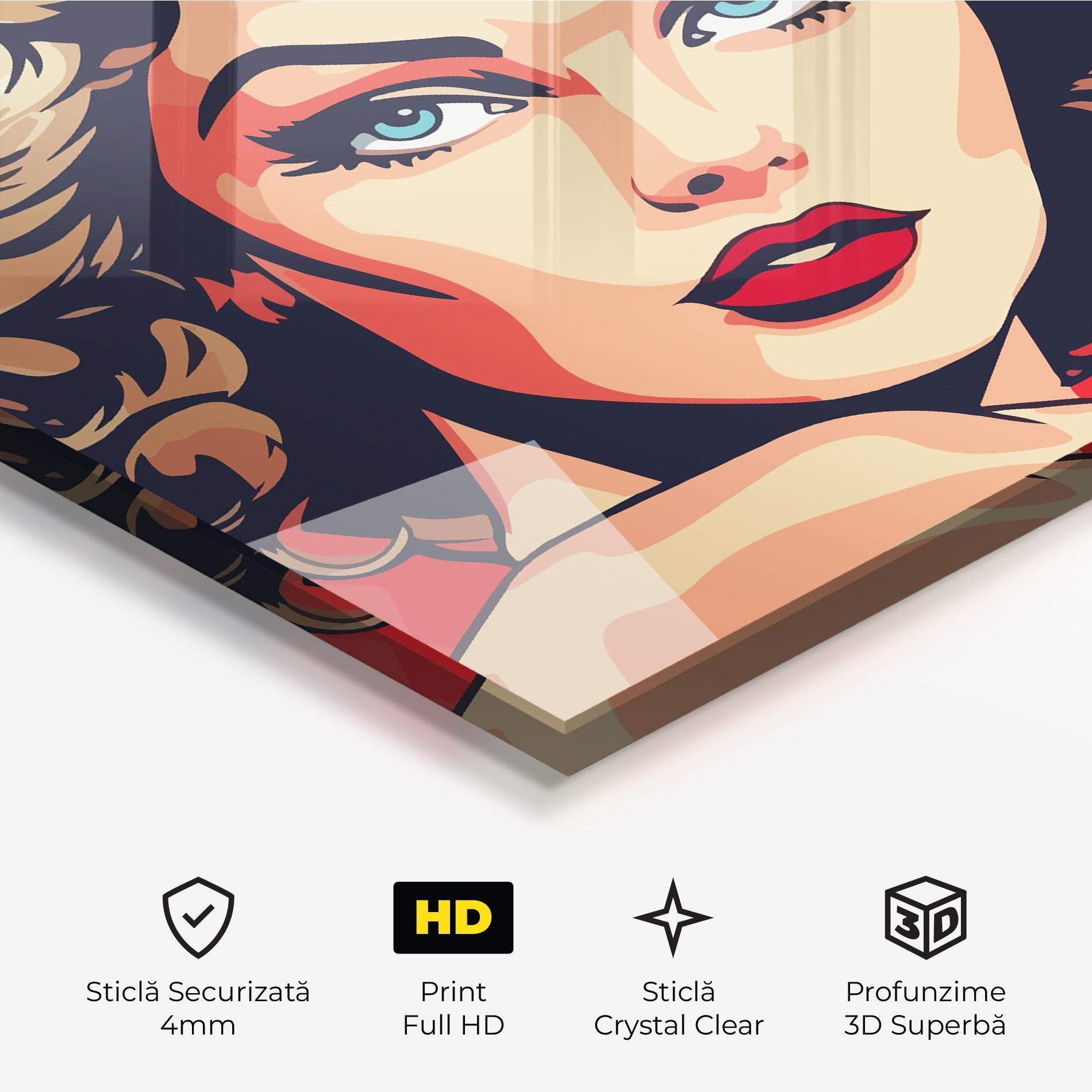Tablou Sticla Pop Beautiful Lady mockup 3