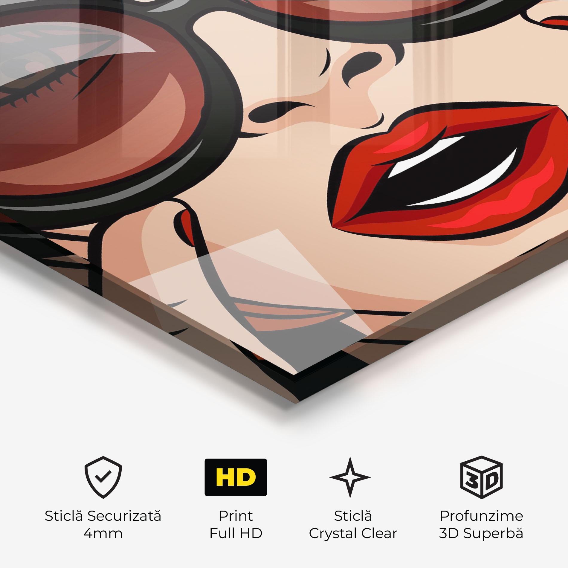 Tablou Sticla Pop Glasses Woman mockup 3