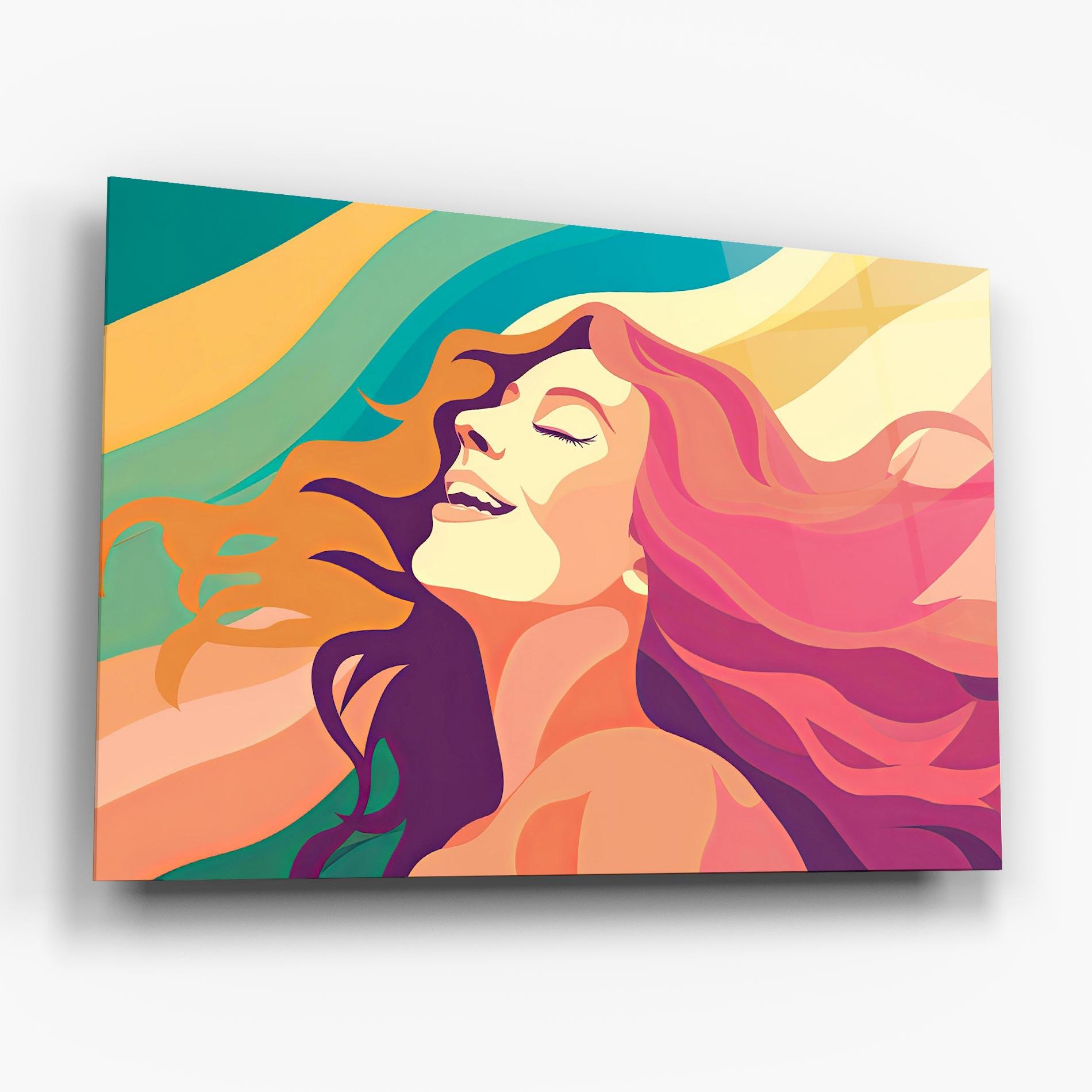 Tablou Sticla Pink Pop Hair mockup 6