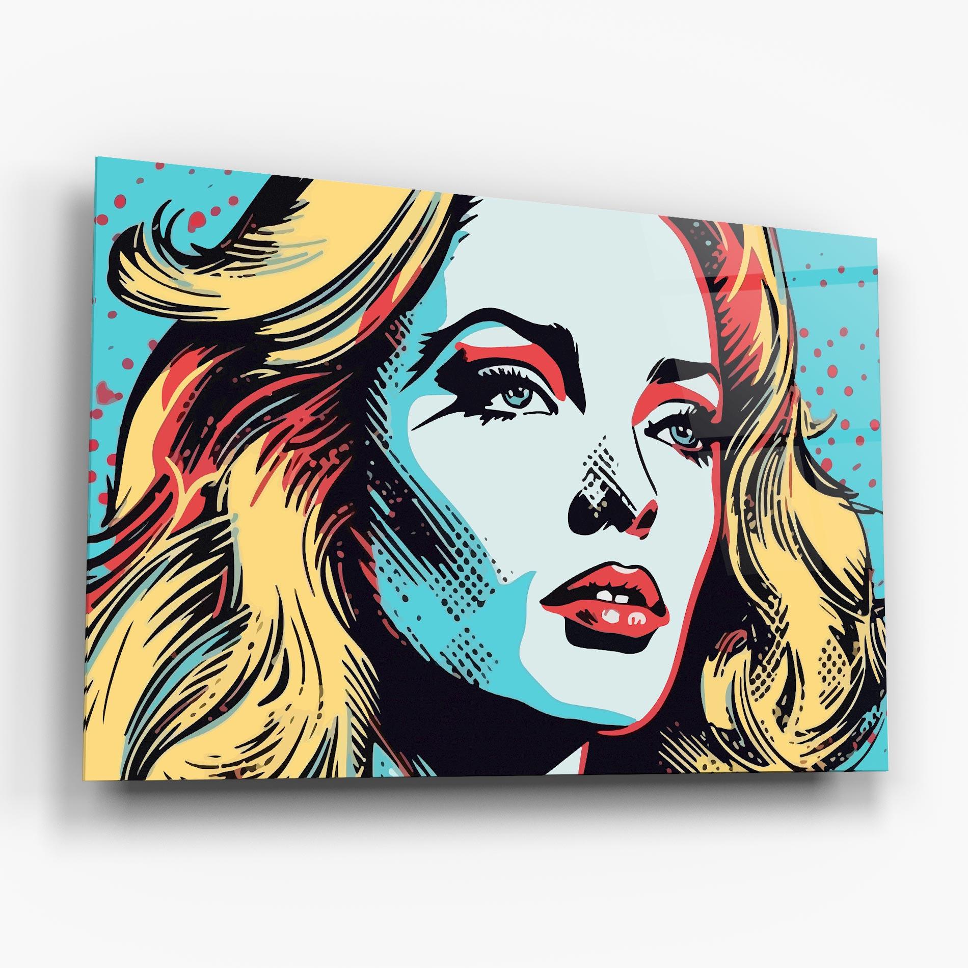 Tablou Sticla Pop Art Lady mockup 6